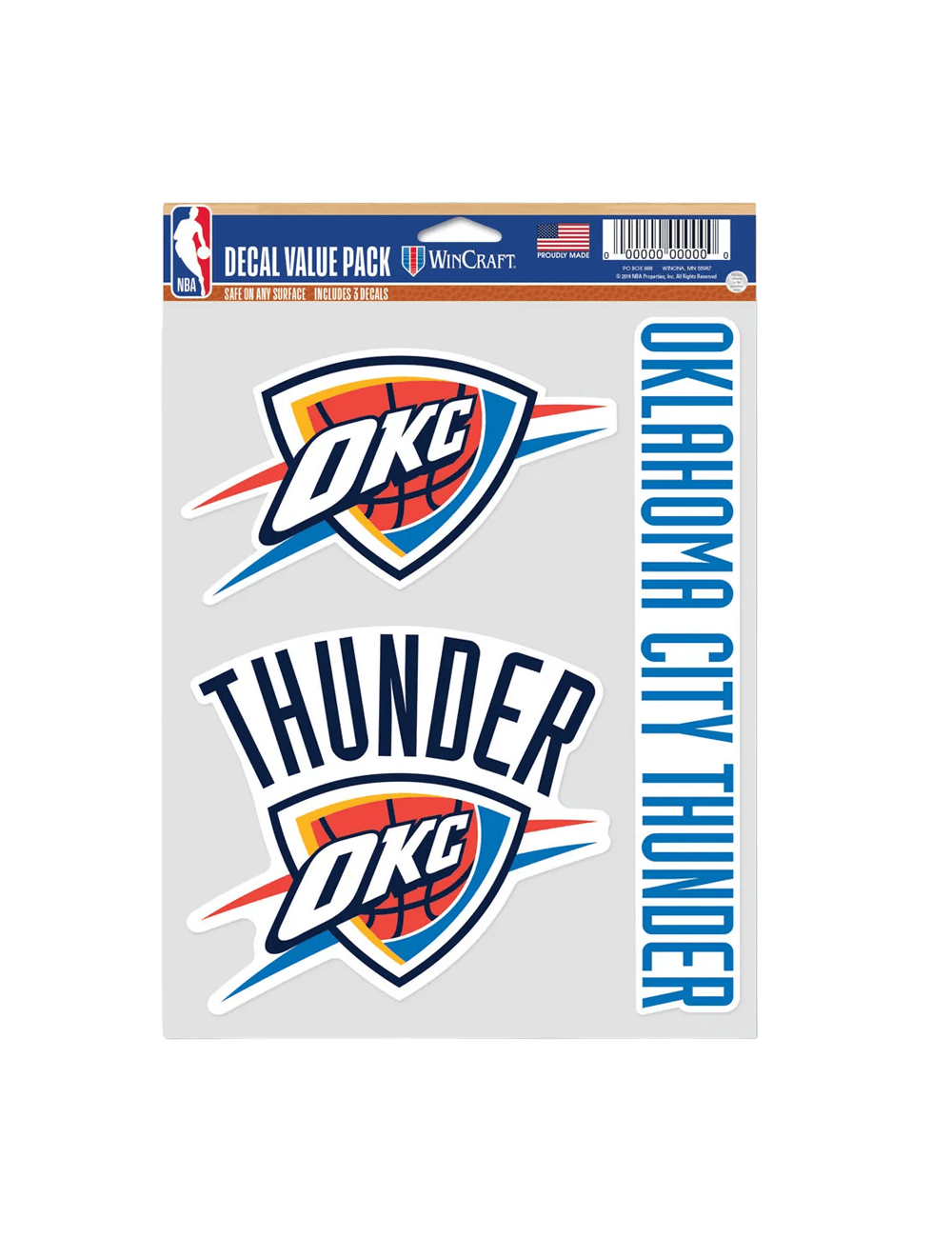 Wincraft Accessories Oklahoma City Thunder Wincraft NBA Team 3 Piece 5” x 7” Decal Set