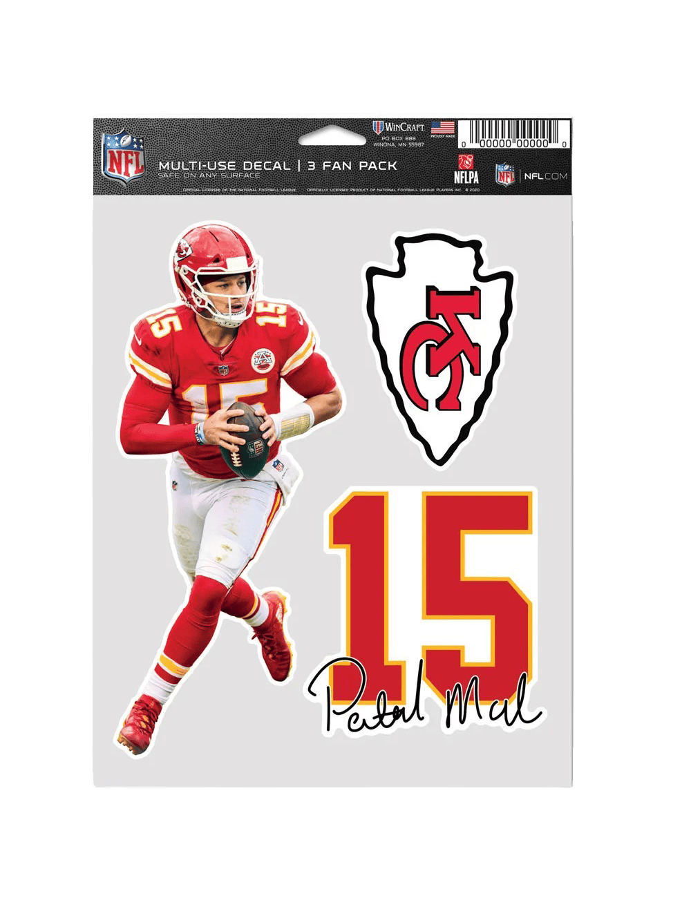 Wincraft Accessories Patrick Mahomes Kansas City Chiefs Wincraft NFL 3 Piece 5” x 7” Decal Set