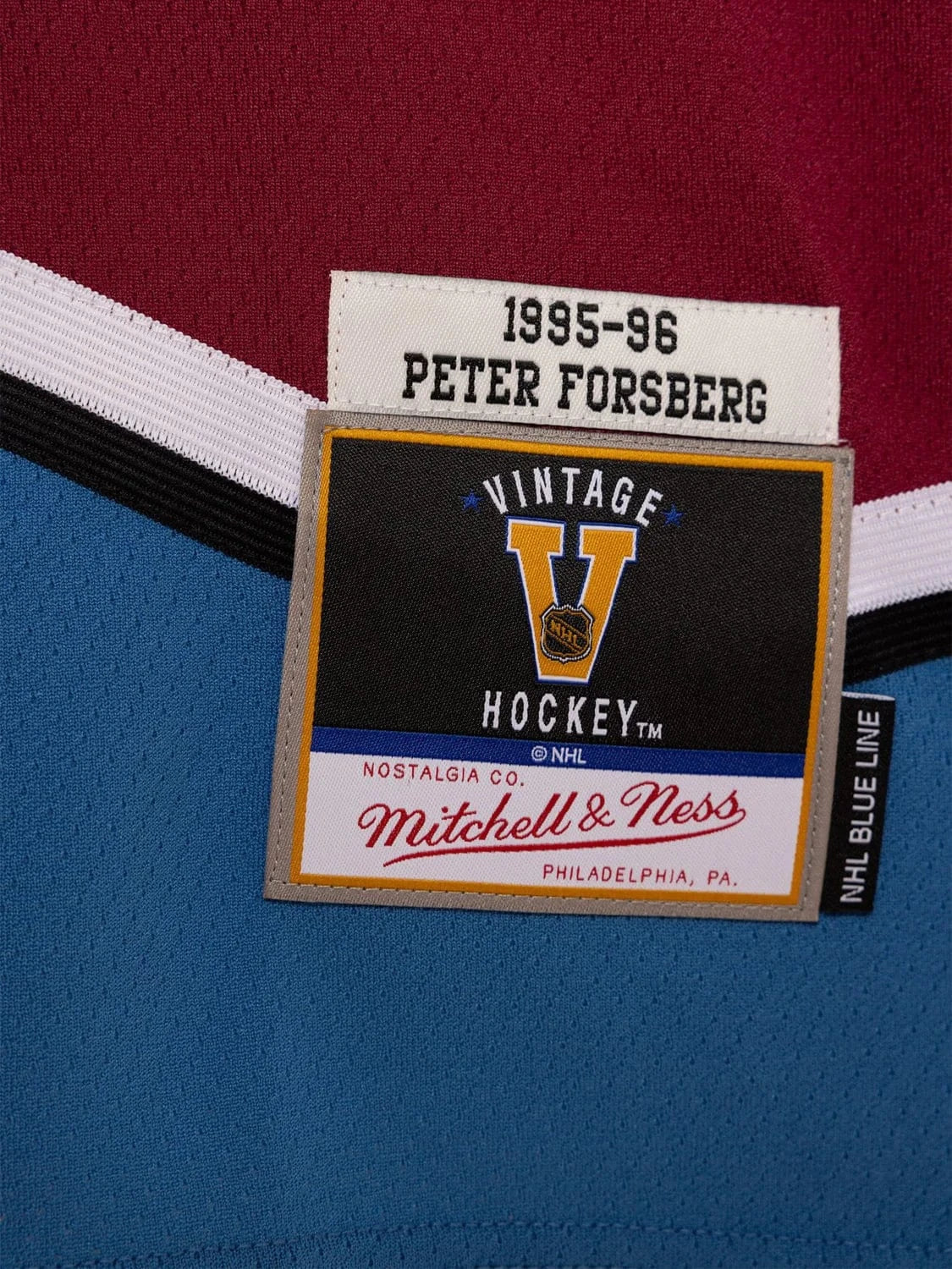 Mitchell And Ness Jerseys Peter Forsberg Colorado Avalanche Mitchell & Ness NHL 95-96 Blue Line Jersey - Burgundy