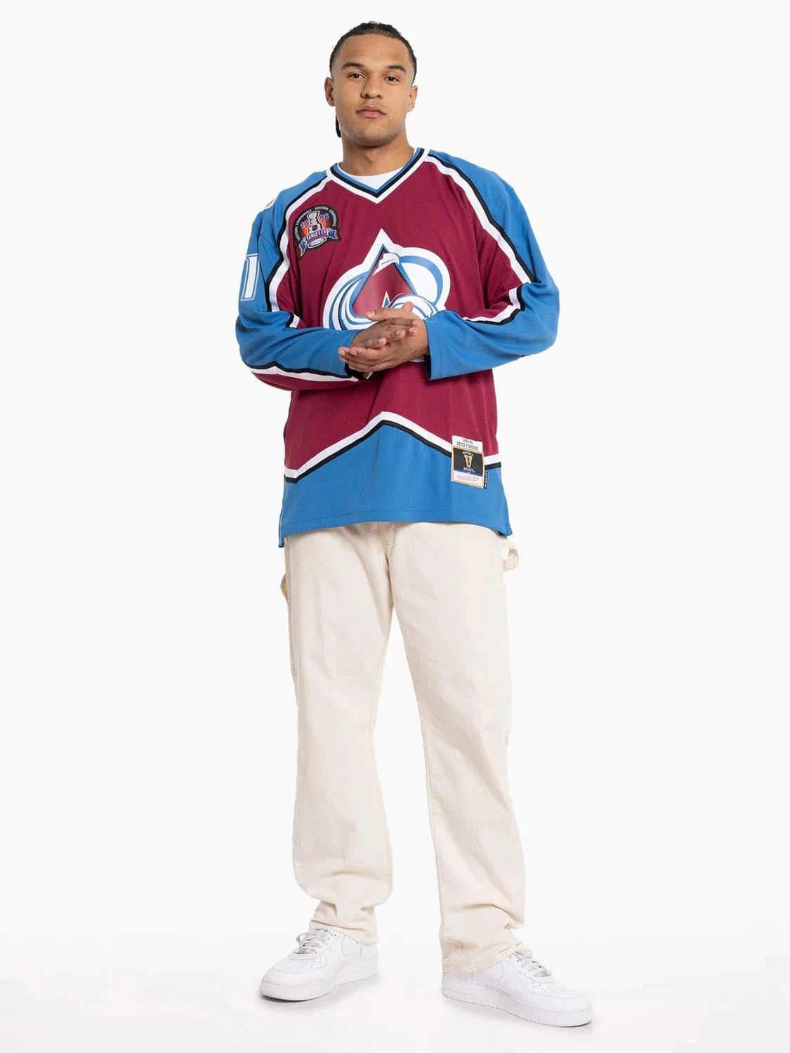 Mitchell And Ness Jerseys Peter Forsberg Colorado Avalanche Mitchell & Ness NHL 95-96 Blue Line Jersey - Burgundy