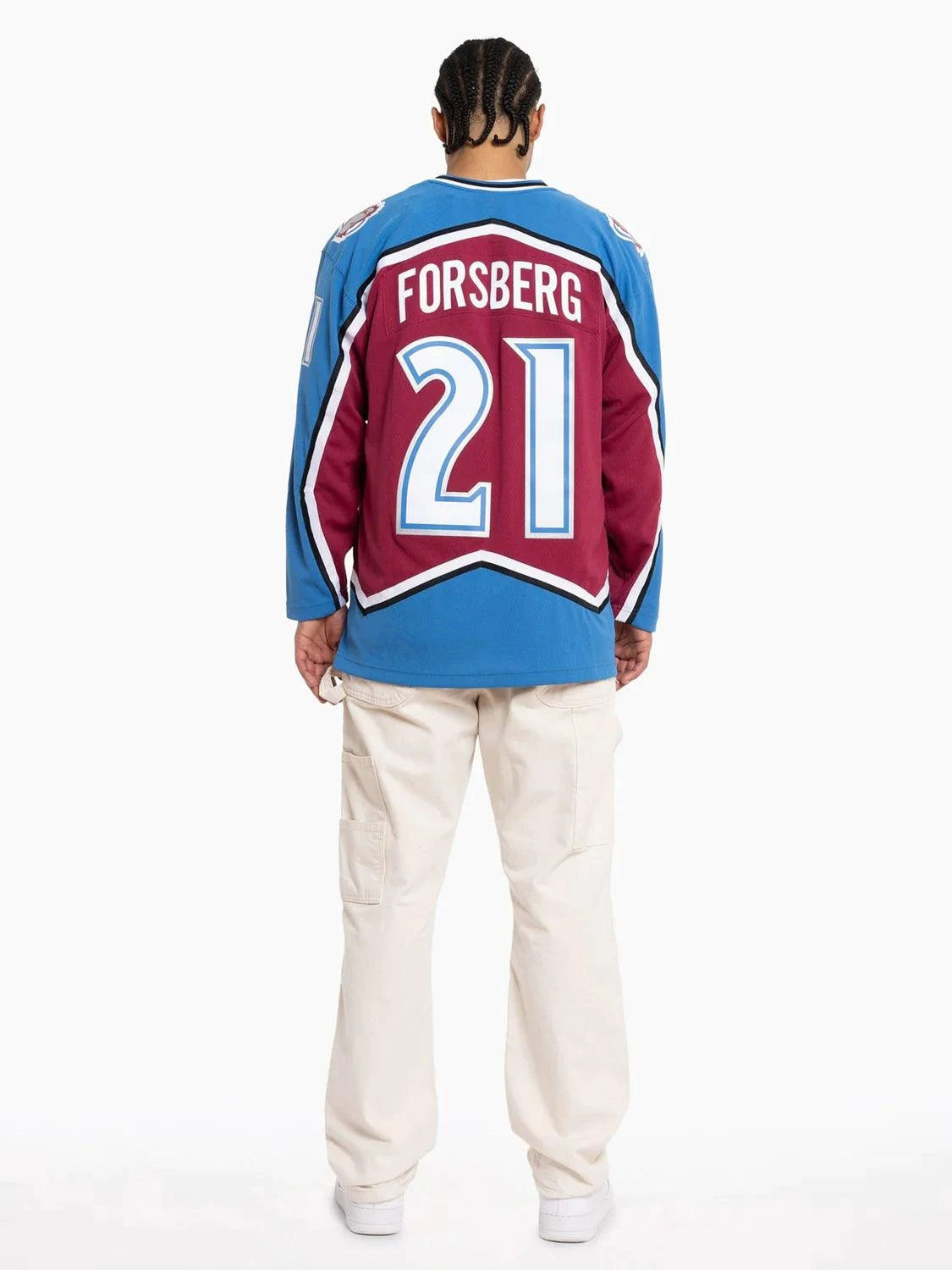 Mitchell And Ness Jerseys Peter Forsberg Colorado Avalanche Mitchell & Ness NHL 95-96 Blue Line Jersey - Burgundy
