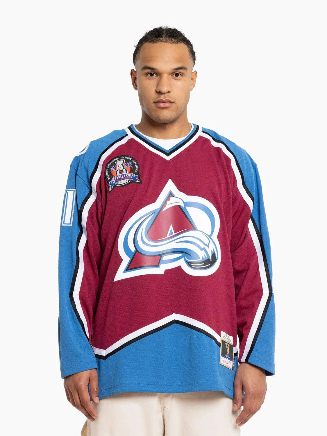Mitchell And Ness Jerseys Peter Forsberg Colorado Avalanche Mitchell & Ness NHL 95-96 Blue Line Jersey - Burgundy