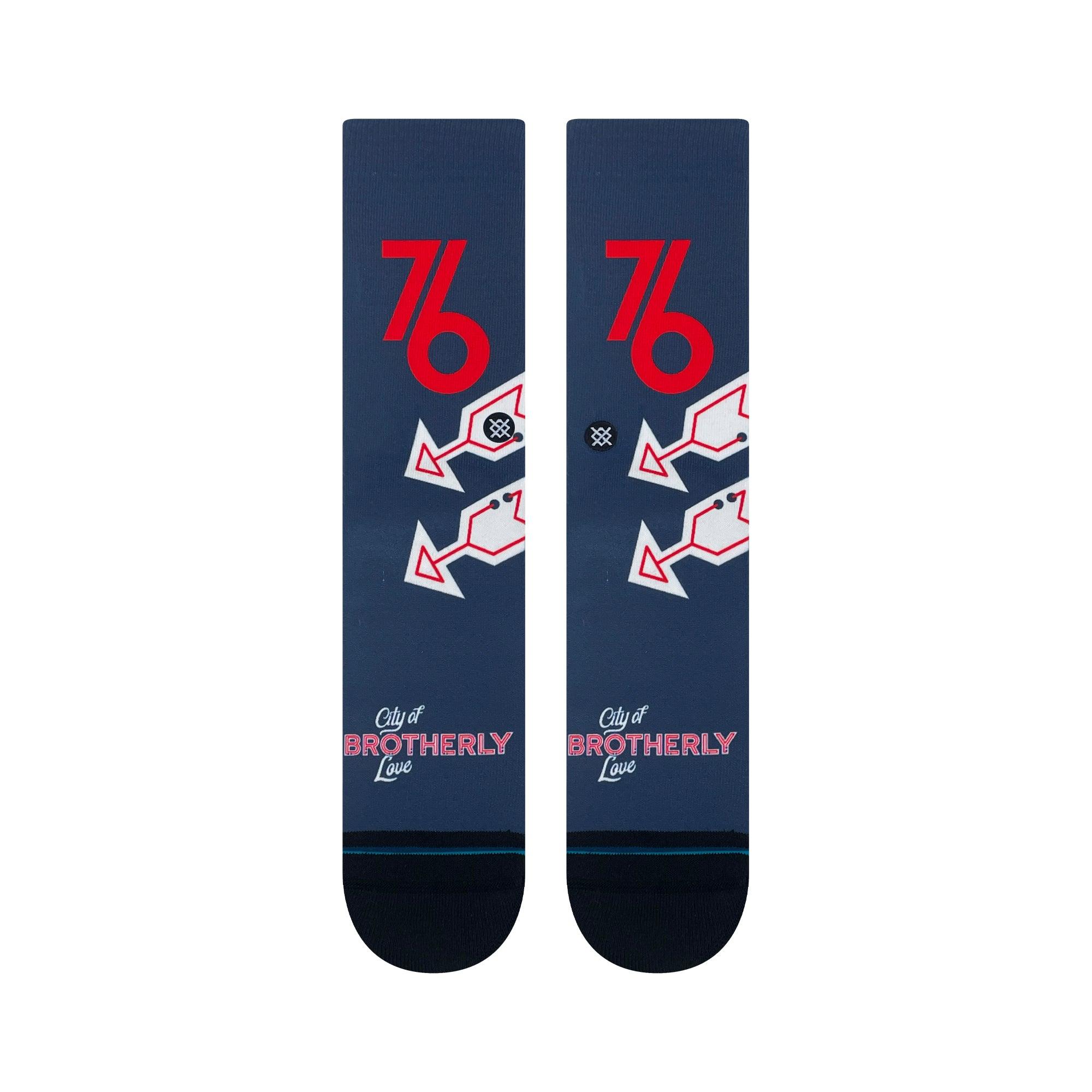 Stance Socks Large (9-12 US) Philadelphia 76ers Stance NBA 24 City Edition Crew Socks