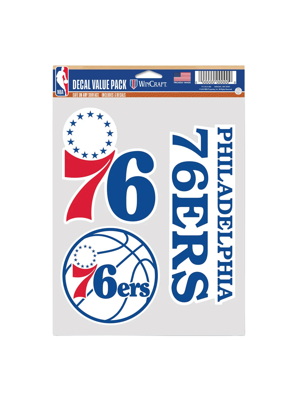 Wincraft Accessories Philadelphia 76ers Wincraft NBA Team 3 Piece 5” x 7” Decal Set
