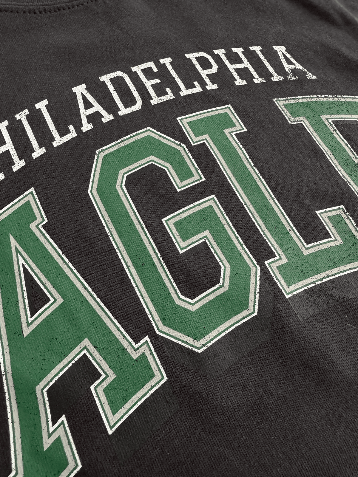 Mitchell And Ness T-Shirts Philadelphia Eagles Mitchell & Ness NFL Arch Boxy Vintage Muscle T-Shirt - Faded Black