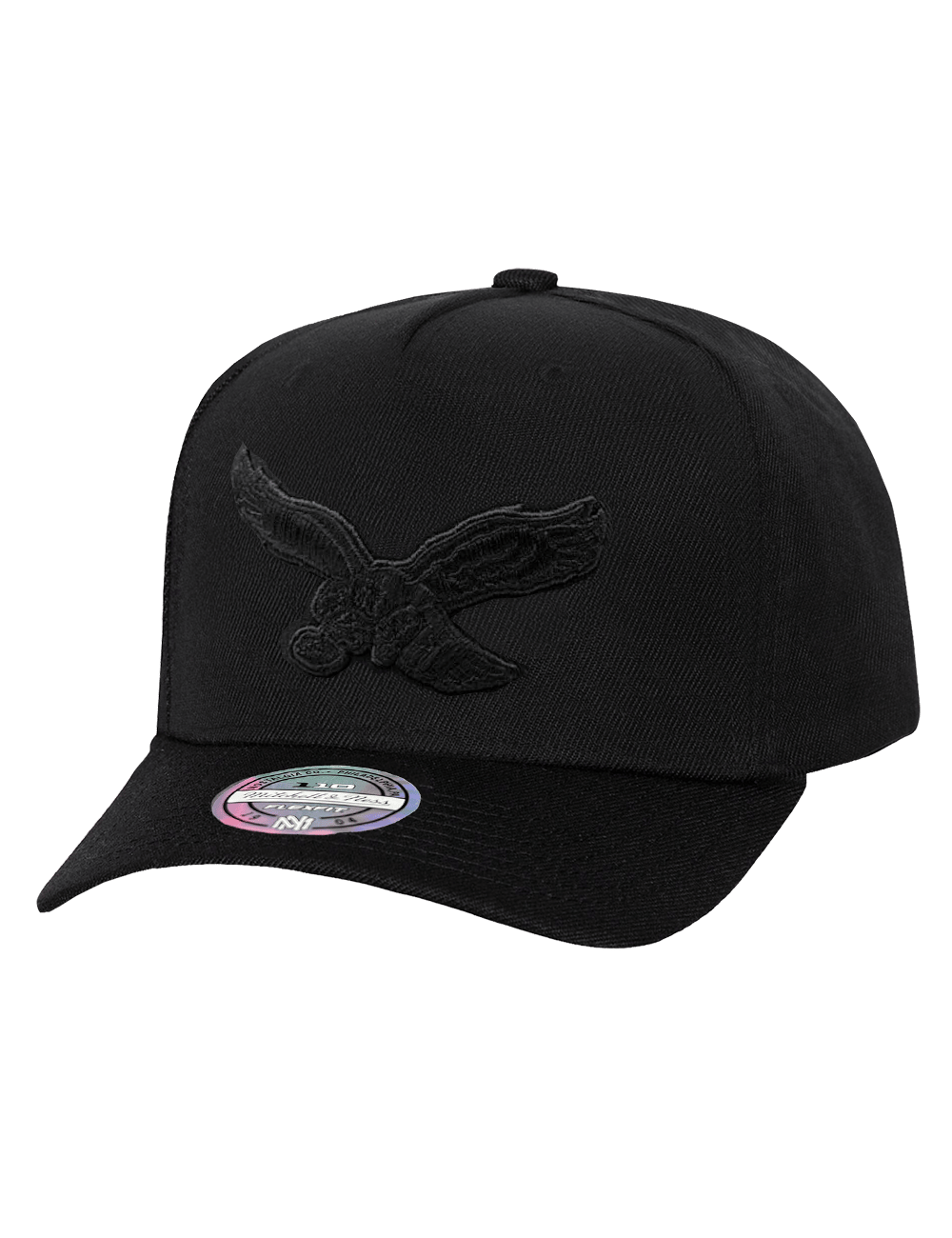 Mitchell And Ness Caps Philadelphia Eagles Mitchell & Ness NFL Black On Black 110 Flex Snapback Hat - Black