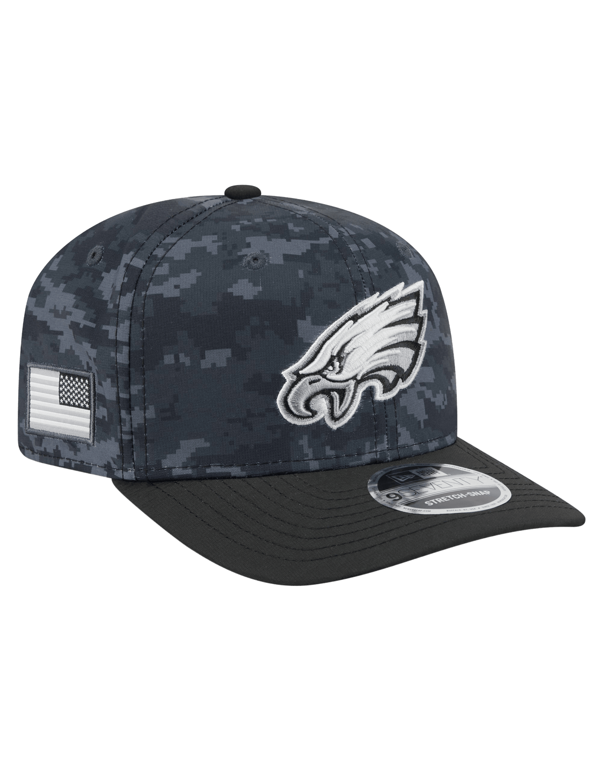 New Era Caps OSFM Philadelphia Eagles New Era NFL 26 Salute To Service 9SEVENTY Sideline Stretch Snapback Hat