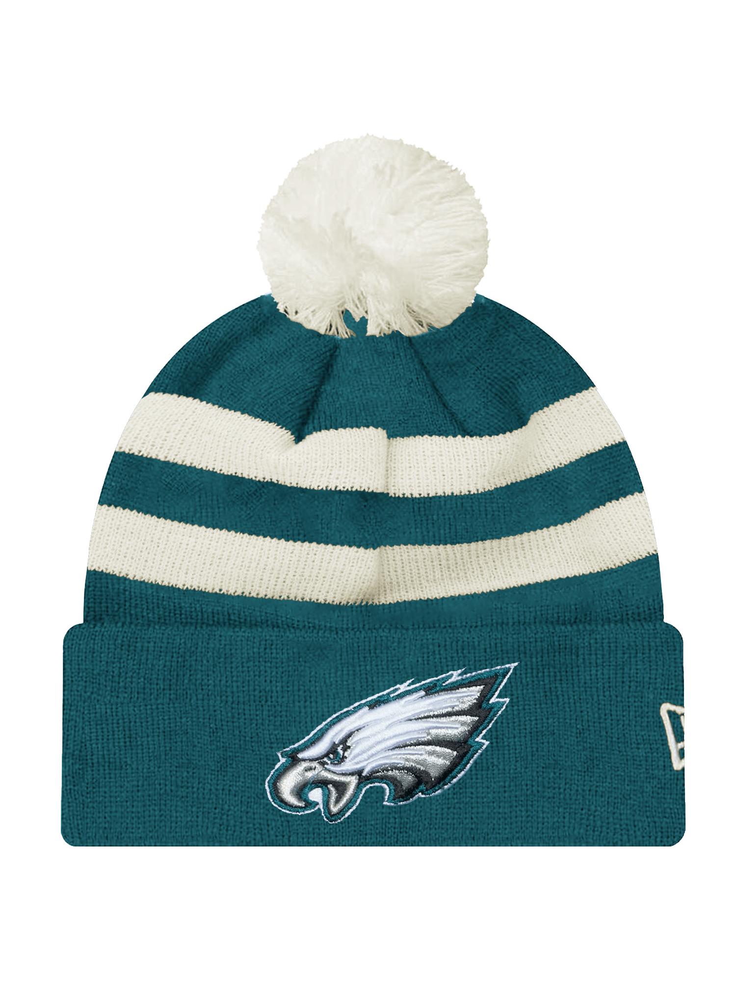 New Era Beanies Philadelphia Eagles New Era NFL Ivory Stripe Pom Knit Beanie - Green