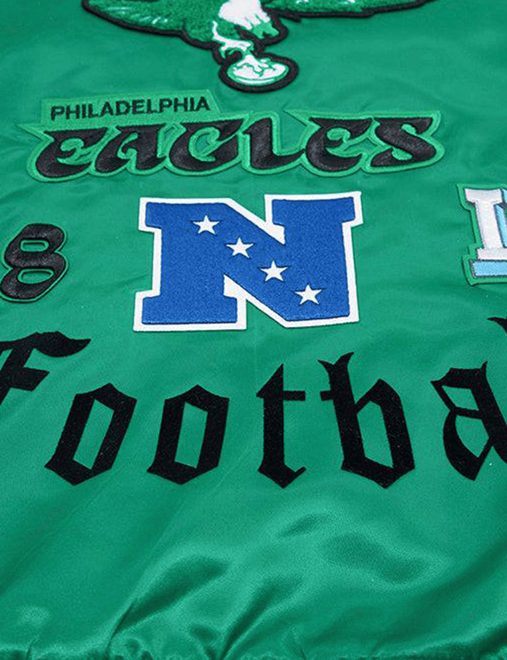 Pro Standard Jackets Philadelphia Eagles Pro Standard NFL Old English Lightweight Satin Jacket - Green