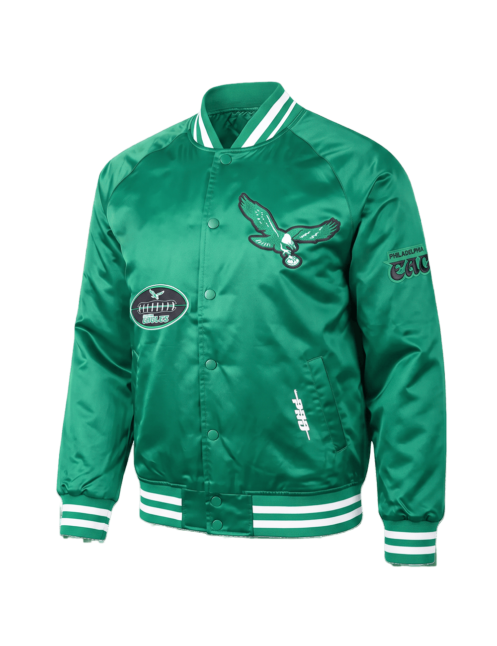 Pro Standard Jackets Philadelphia Eagles Pro Standard NFL Old English Lightweight Satin Jacket - Green
