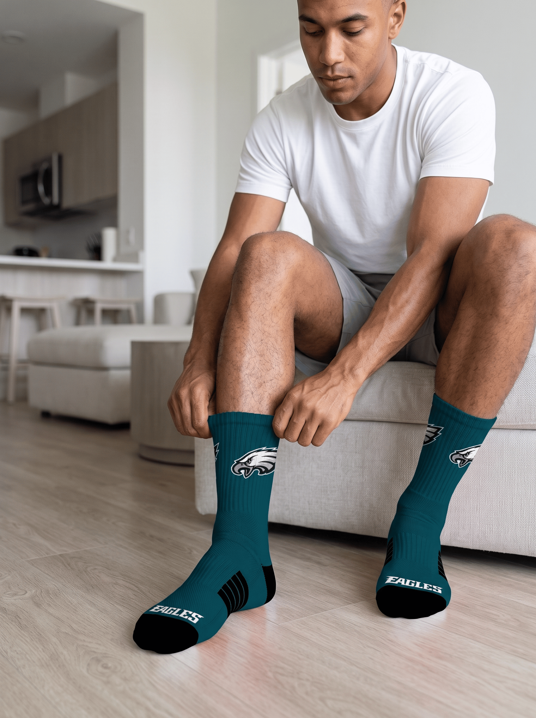 Strideline Socks Large (9-12 US) Philadelphia Eagles Strideline NFL Team Premier Flex-Stretch Crew Socks - 2 Pack