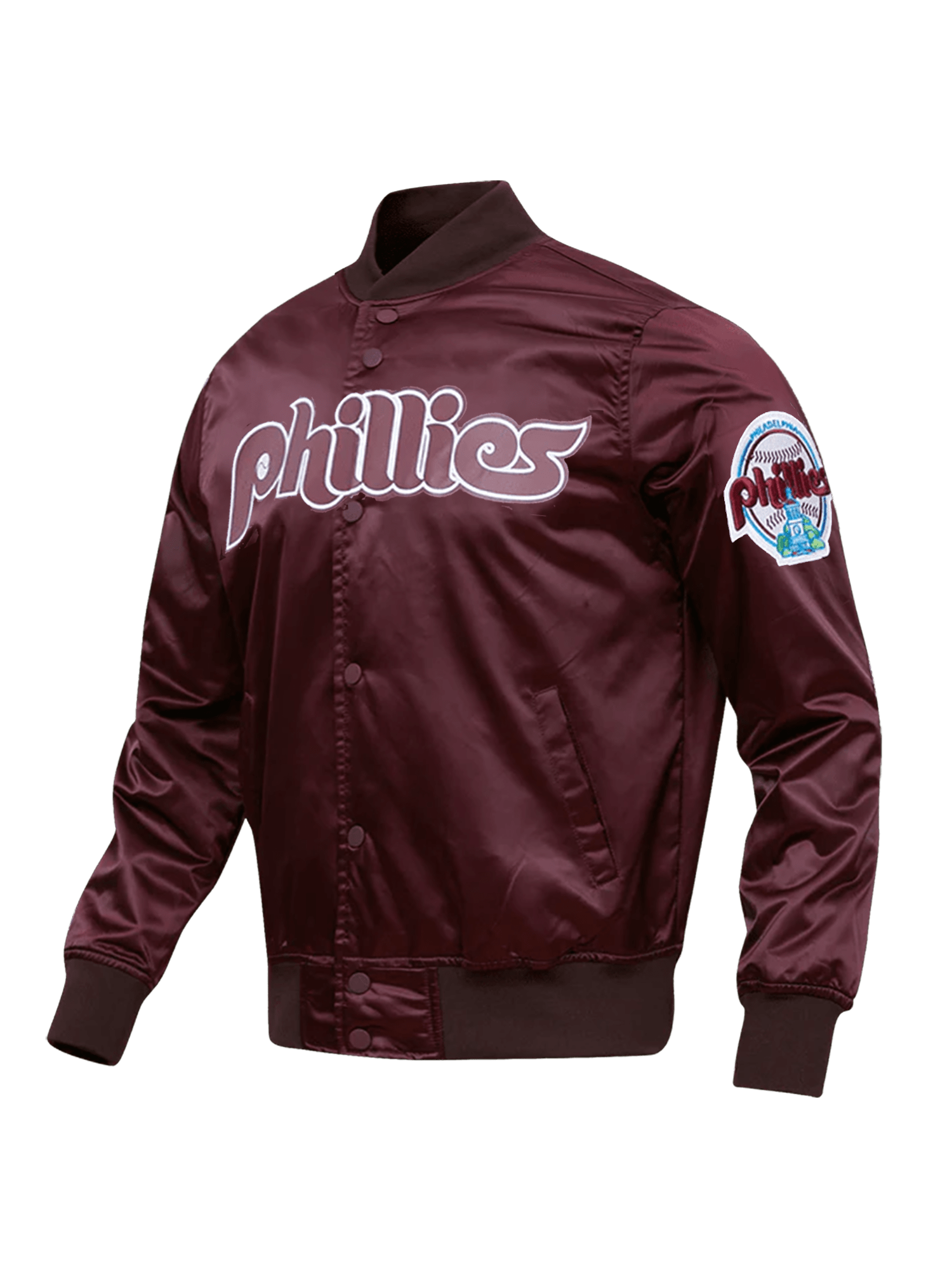 Pro Standard Jackets Philadelphia Phillies Pro Standard MLB Team Classic Satin Button Jacket - Wine