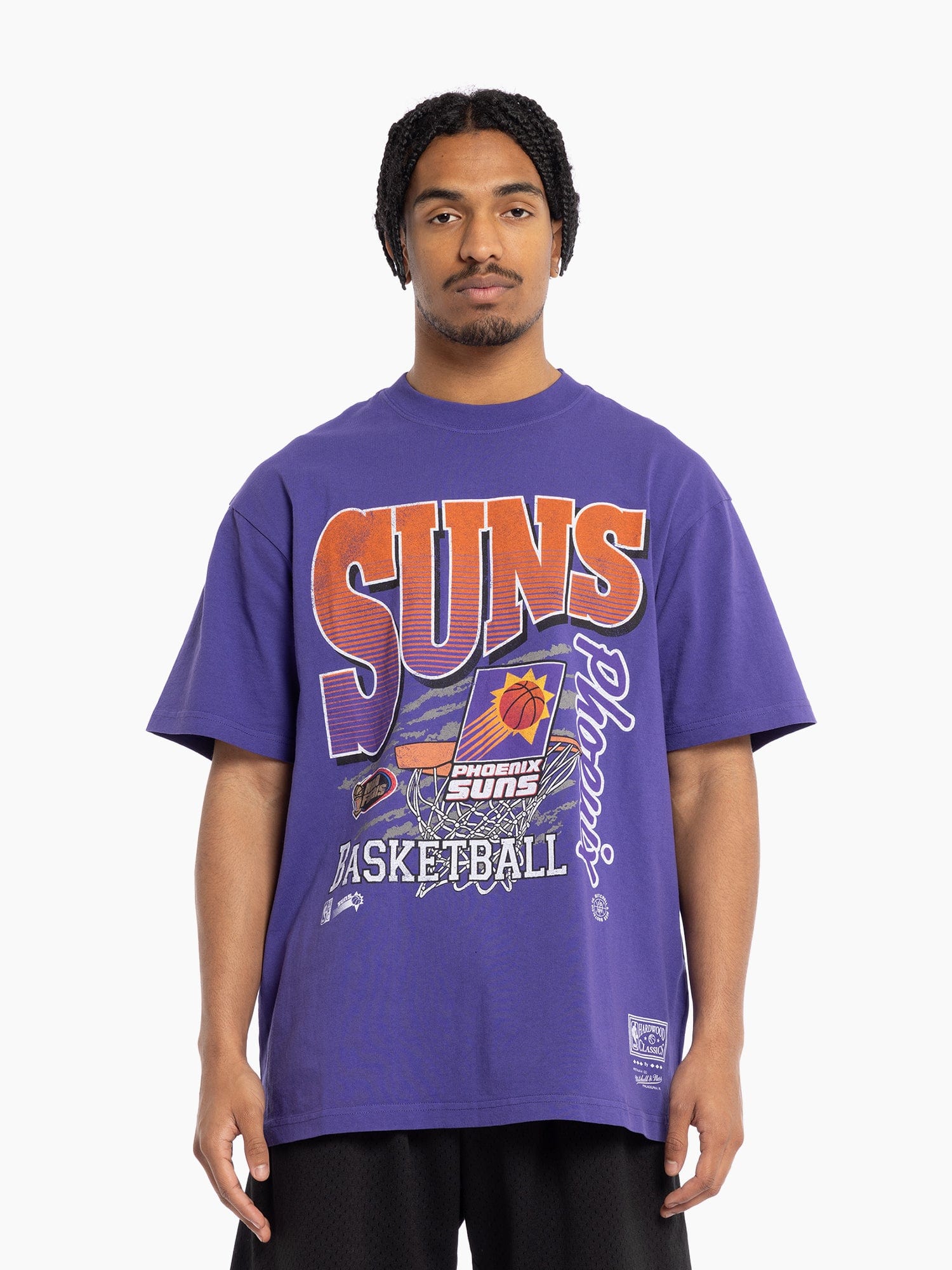 Mitchell And Ness T-Shirts Phoenix Suns Mitchell & Ness NBA Basketed Vintage T-Shirt - Suns Purple