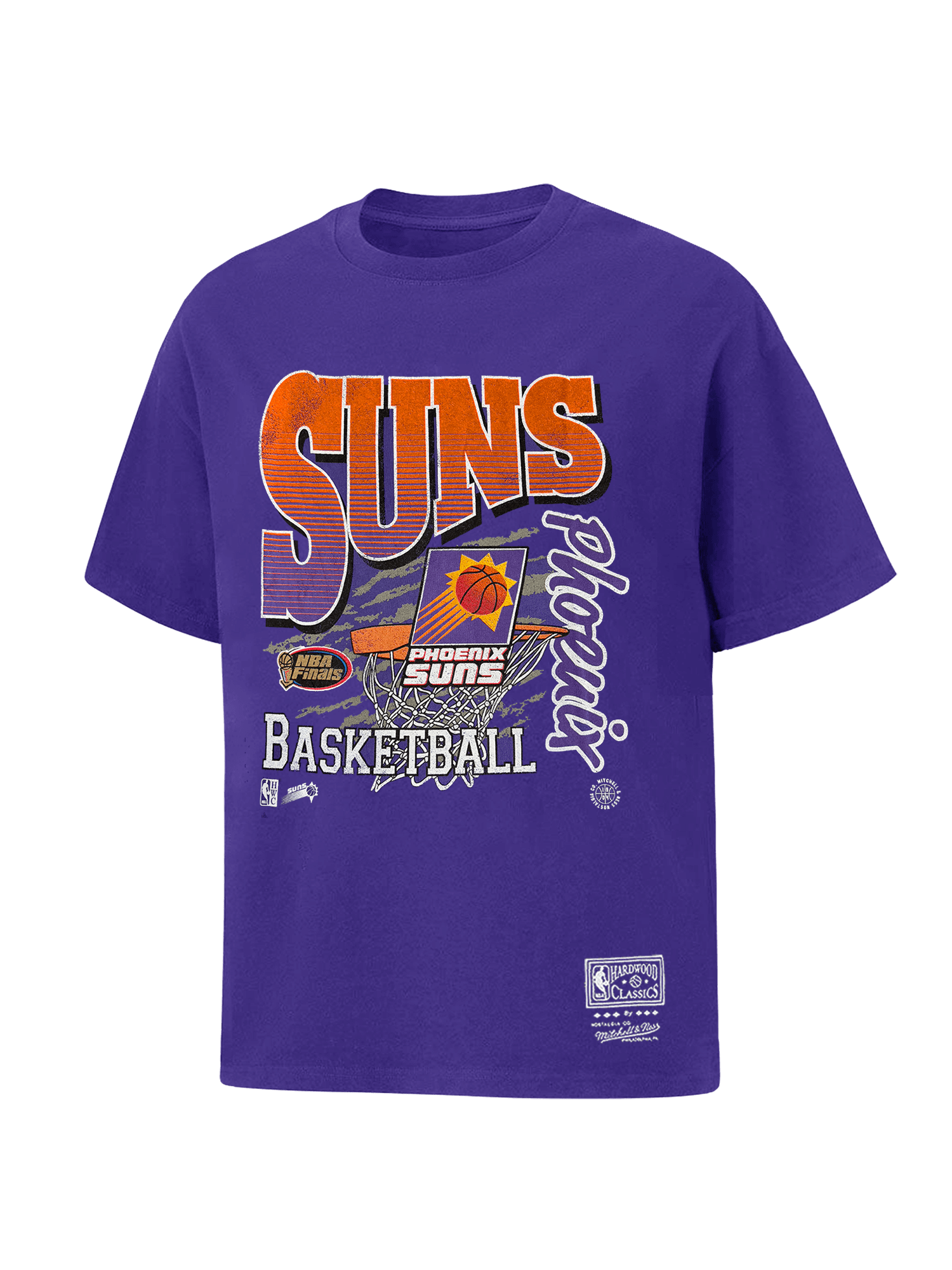 Mitchell And Ness T-Shirts Phoenix Suns Mitchell & Ness NBA Basketed Vintage T-Shirt - Suns Purple