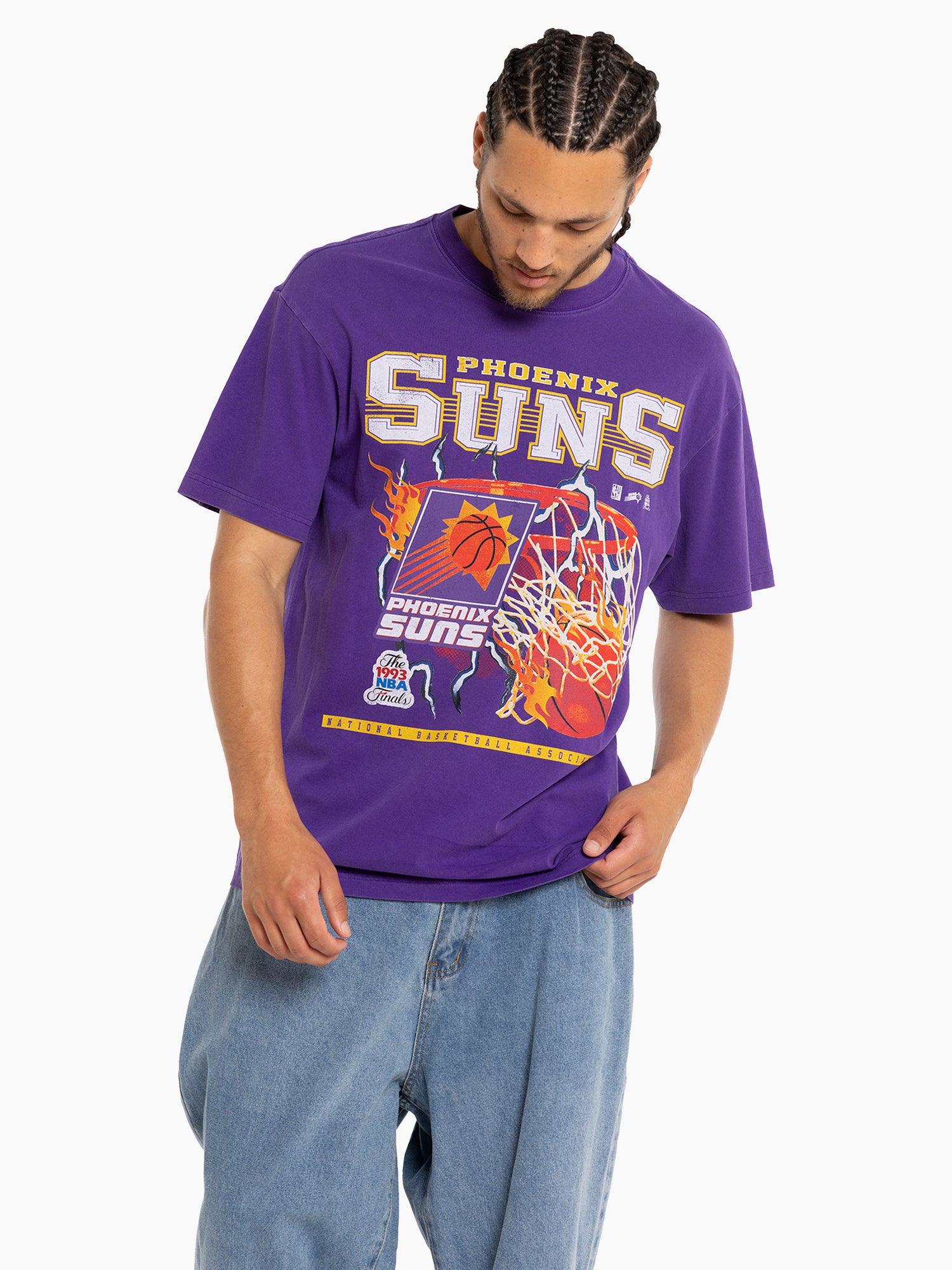 Mitchell And Ness T-Shirts Phoenix Suns Mitchell & Ness NBA Lightning Hoop Vintage T-Shirt - Purple