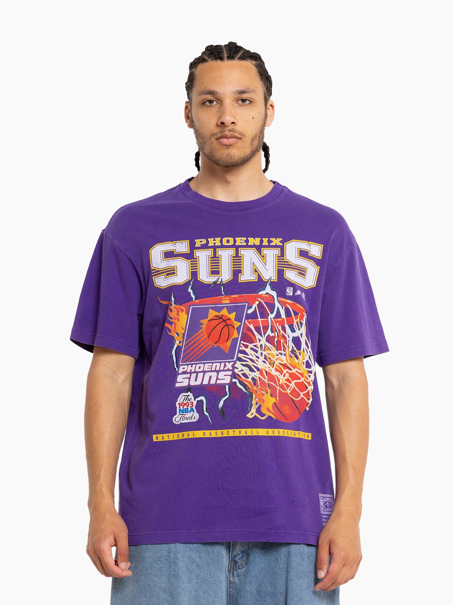 Mitchell And Ness T-Shirts Phoenix Suns Mitchell & Ness NBA Lightning Hoop Vintage T-Shirt - Purple