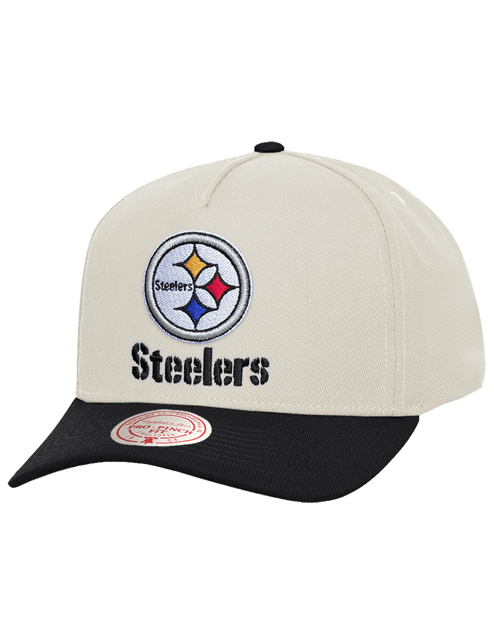 Mitchell And Ness Caps OSFM Pittsburgh Steelers Mitchell & Ness NFL Throwback Pro Pinch Snapback Hat - Chrome