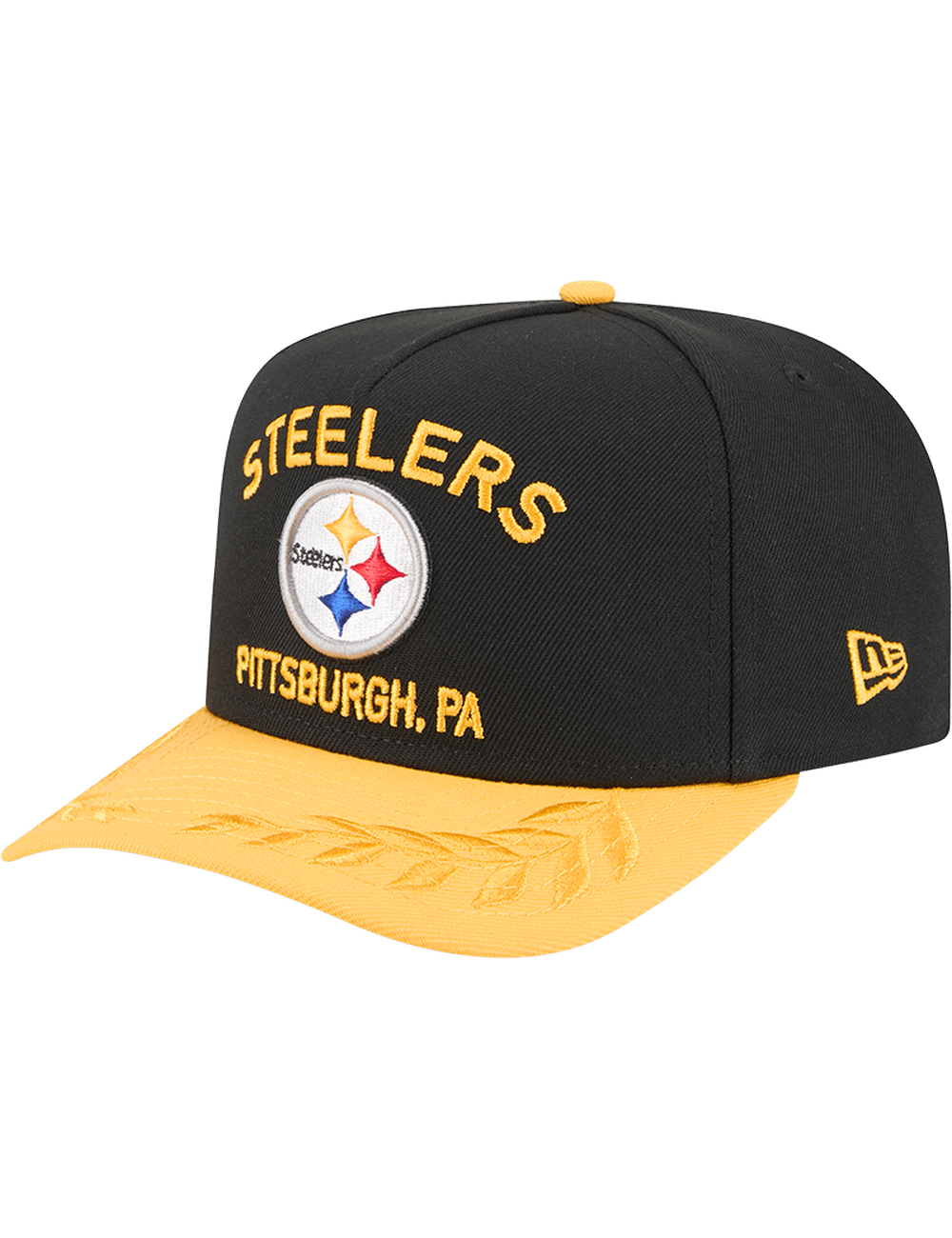 New Era Caps Pittsburgh Steelers New Era NFL 25 Draft Pre-Curved 9FIFTY A-Frame Snapback Hat - Black