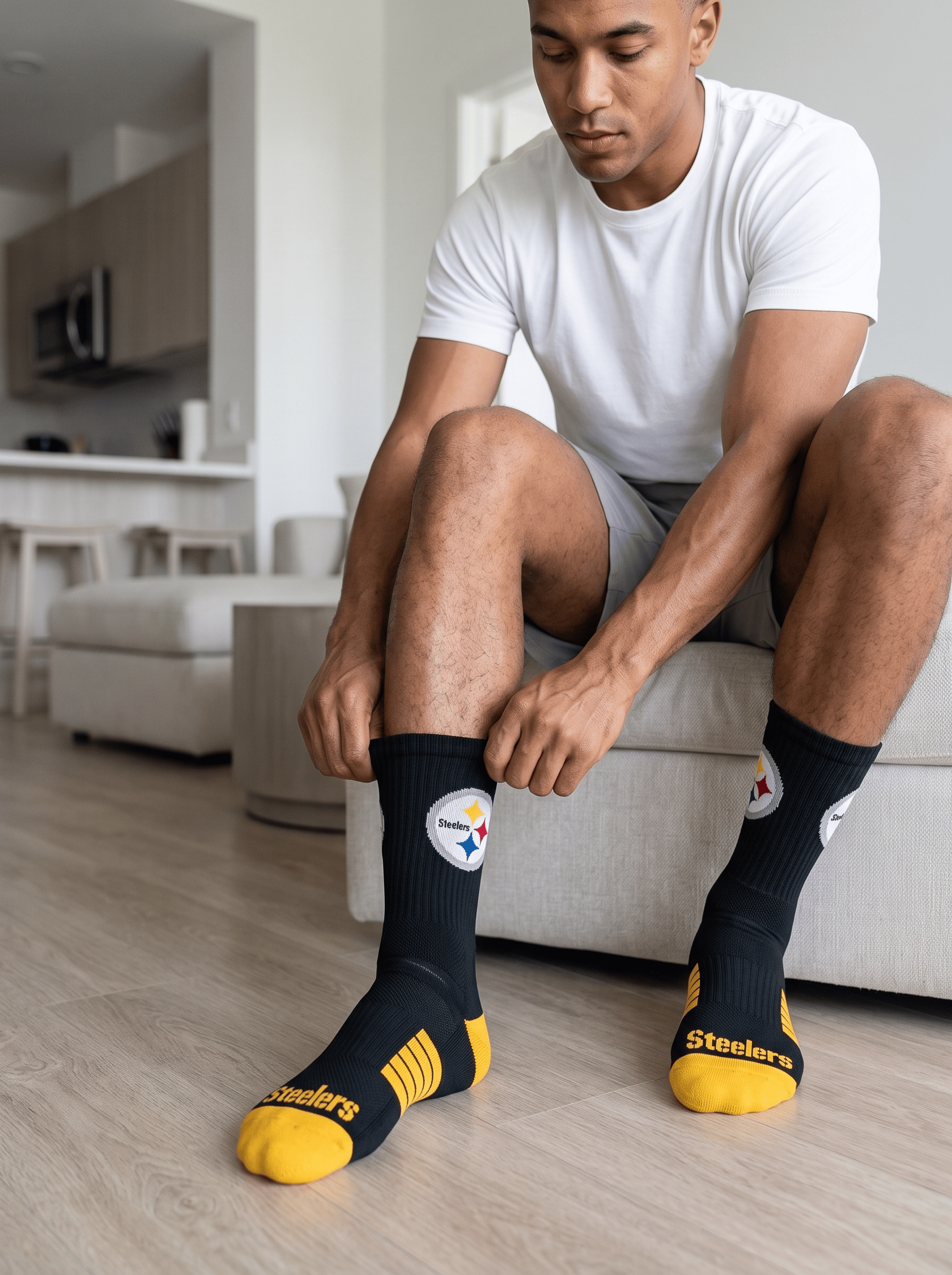 Strideline Socks Large (9-12 US) Pittsburgh Steelers Strideline NFL Team Premier Flex-Stretch Crew Socks