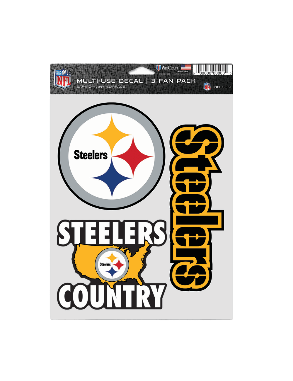 Wincraft Accessories Pittsburgh Steelers Wincraft NFL Team 3 Piece 5” x 7” Decal Set