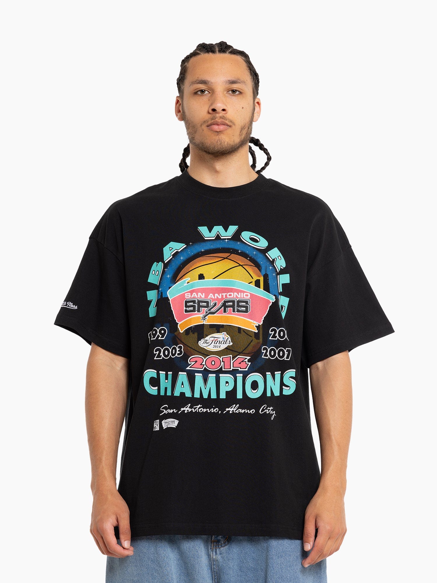 Mitchell And Ness T-Shirts San Antonio Spurs Mitchell & Ness NBA 14 Champs Tour Vintage T-Shirt - Vintage Black