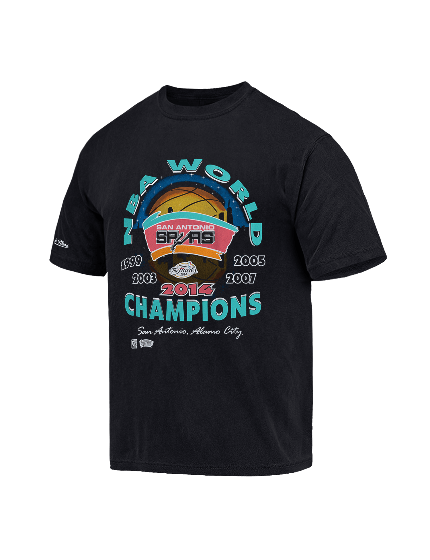 Mitchell And Ness T-Shirts San Antonio Spurs Mitchell & Ness NBA 14 Champs Tour Vintage T-Shirt - Vintage Black