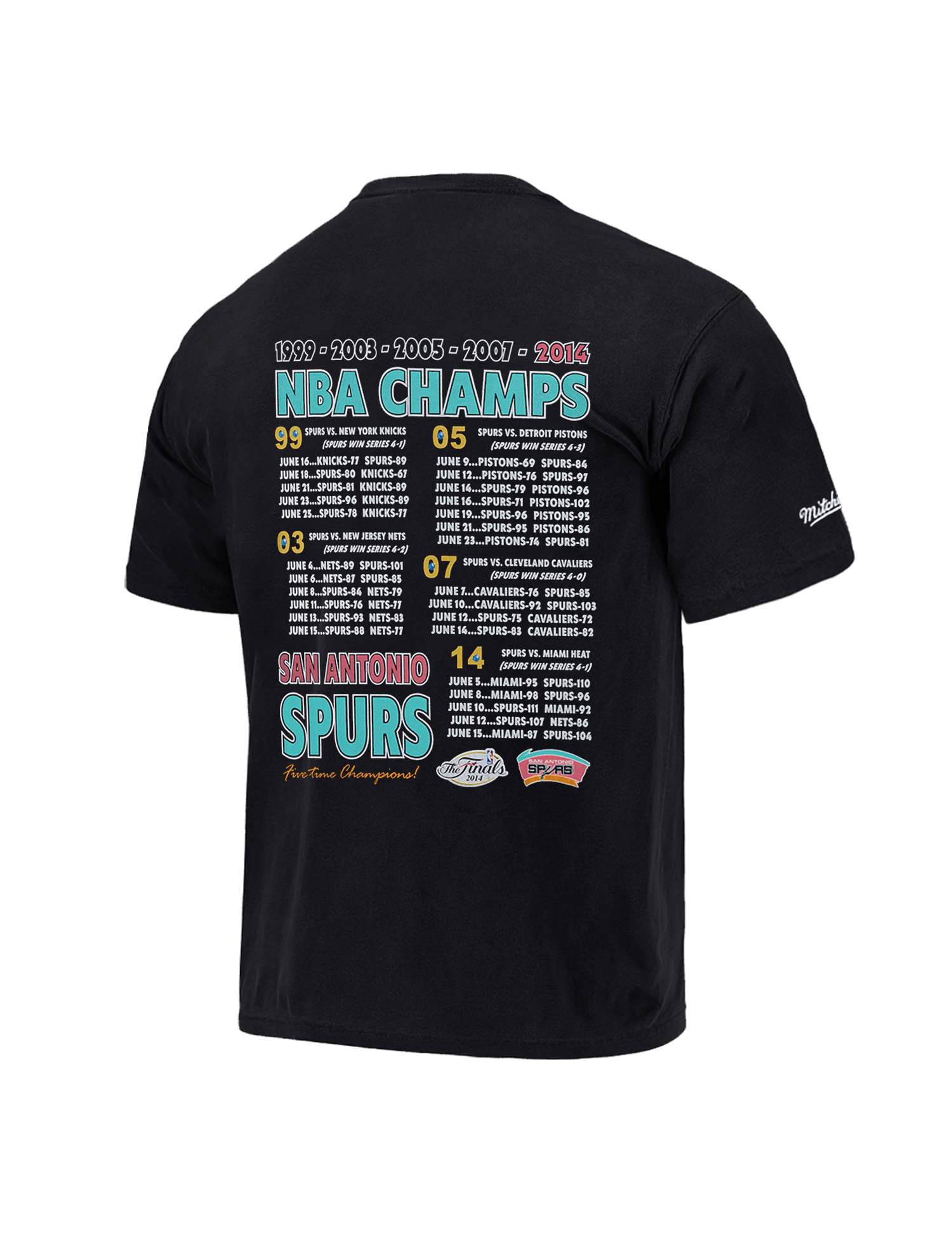 Mitchell And Ness T-Shirts San Antonio Spurs Mitchell & Ness NBA 14 Champs Tour Vintage T-Shirt - Vintage Black