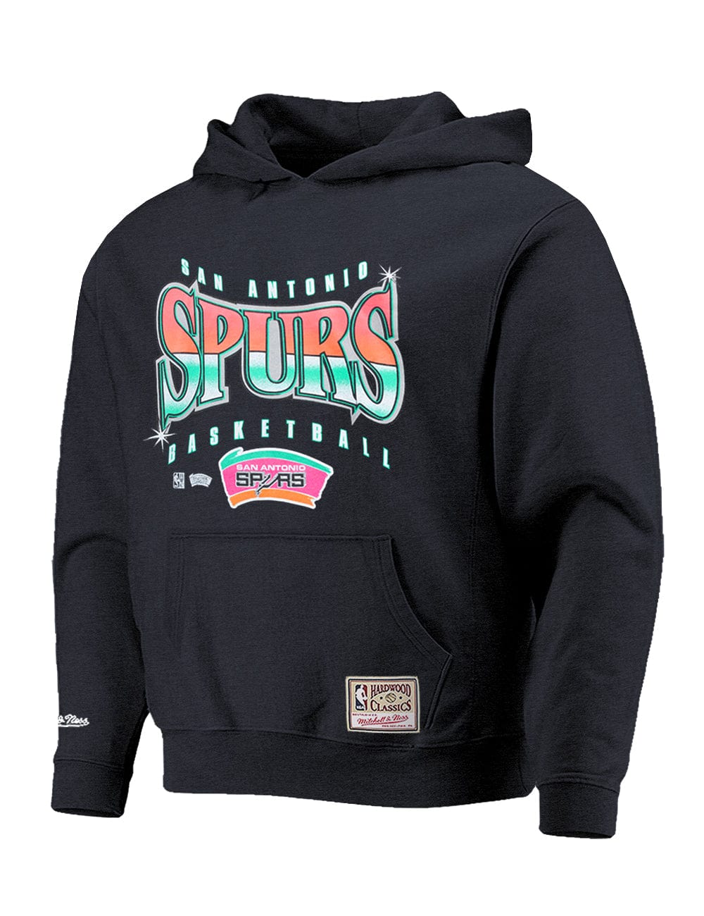 Mitchell And Ness Jumpers San Antonio Spurs Mitchell & Ness NBA Glow Up Vintage Hoodie Jumper - Faded Black