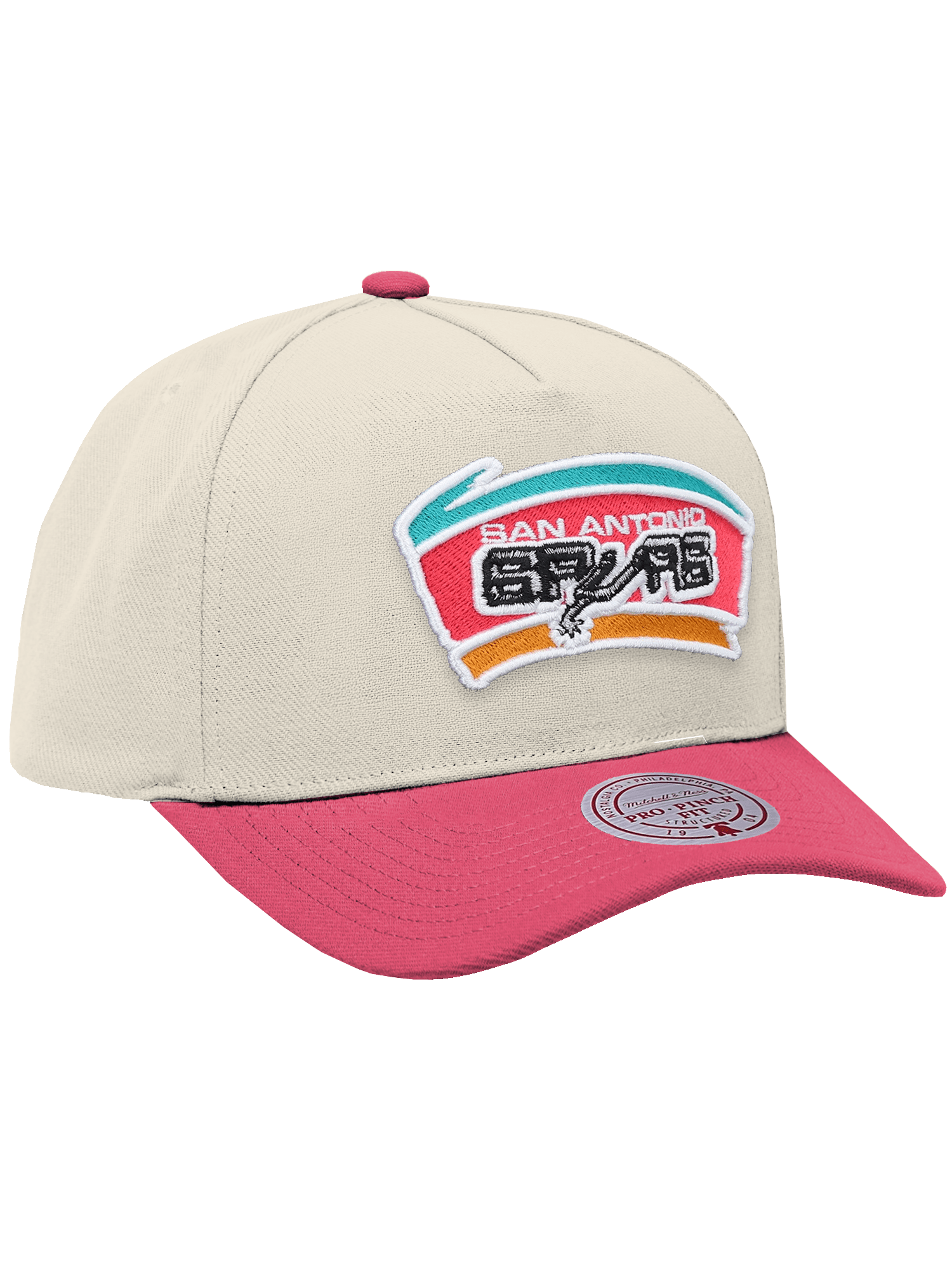 Mitchell And Ness Caps San Antonio Spurs Mitchell & Ness NBA HWC 2T Pro Pinch Snapback Hat - Cream