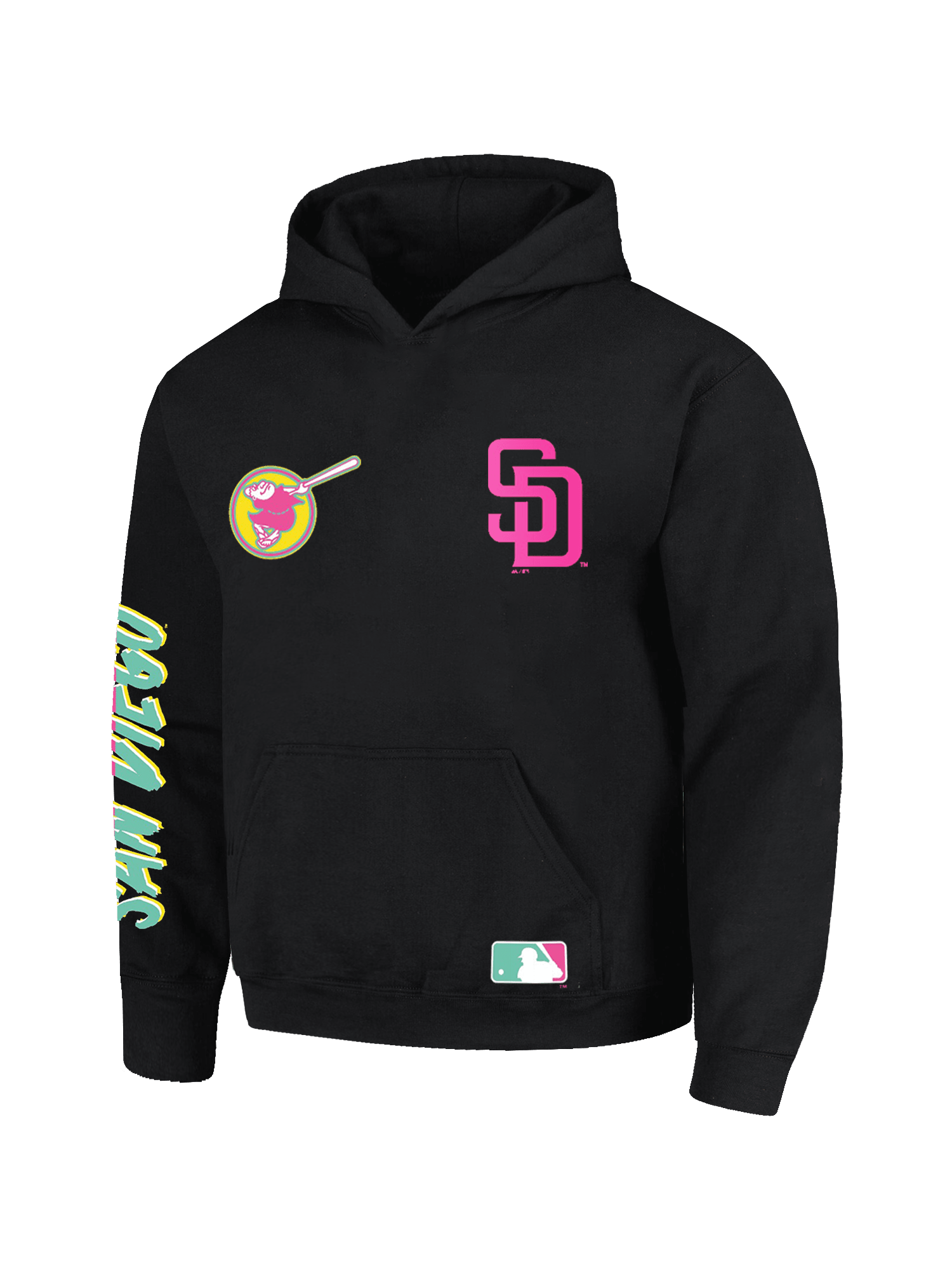 Majestic Athletic Jumpers San Diego Padres Majestic MLB City Crest Oversize Hoodie Jumper - Faded Black