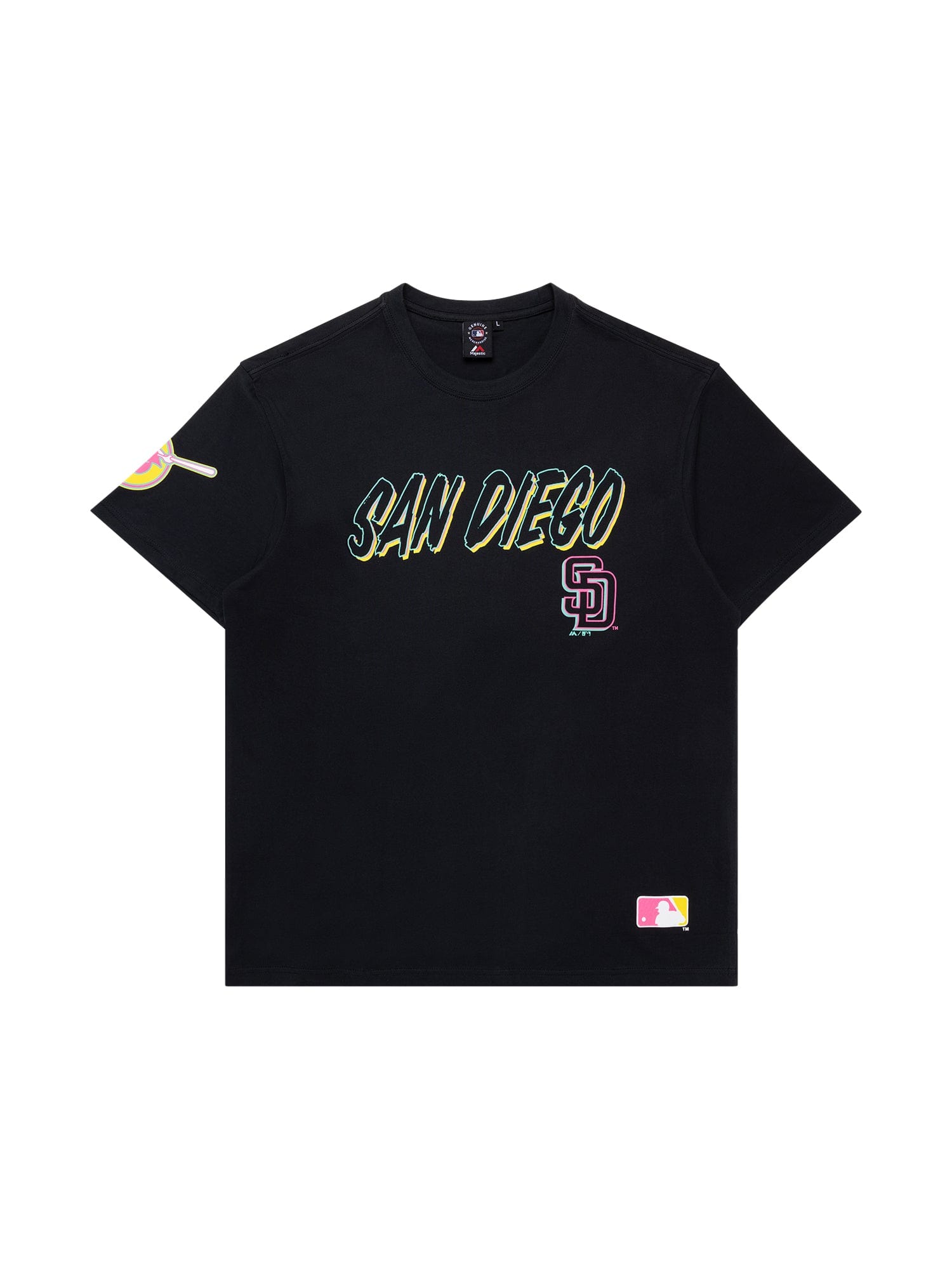 Majestic Athletic T-Shirts San Diego Padres Majestic MLB Shadow Connect Vintage T-Shirt - Faded Black
