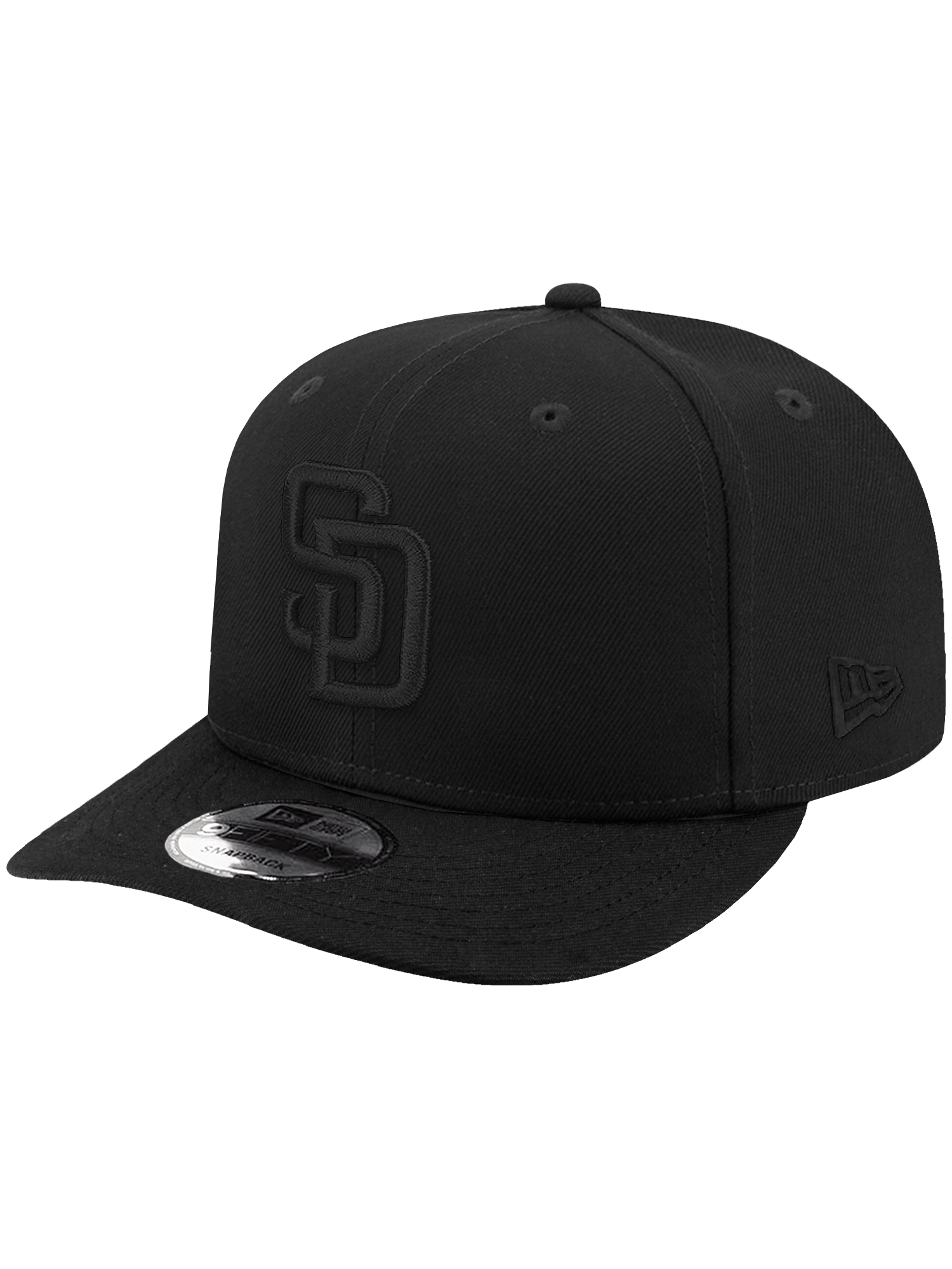 New Era Caps OSFA San Diego Padres New Era MLB Black On Black 9FIFTY Pre-Curved Snapback Hat