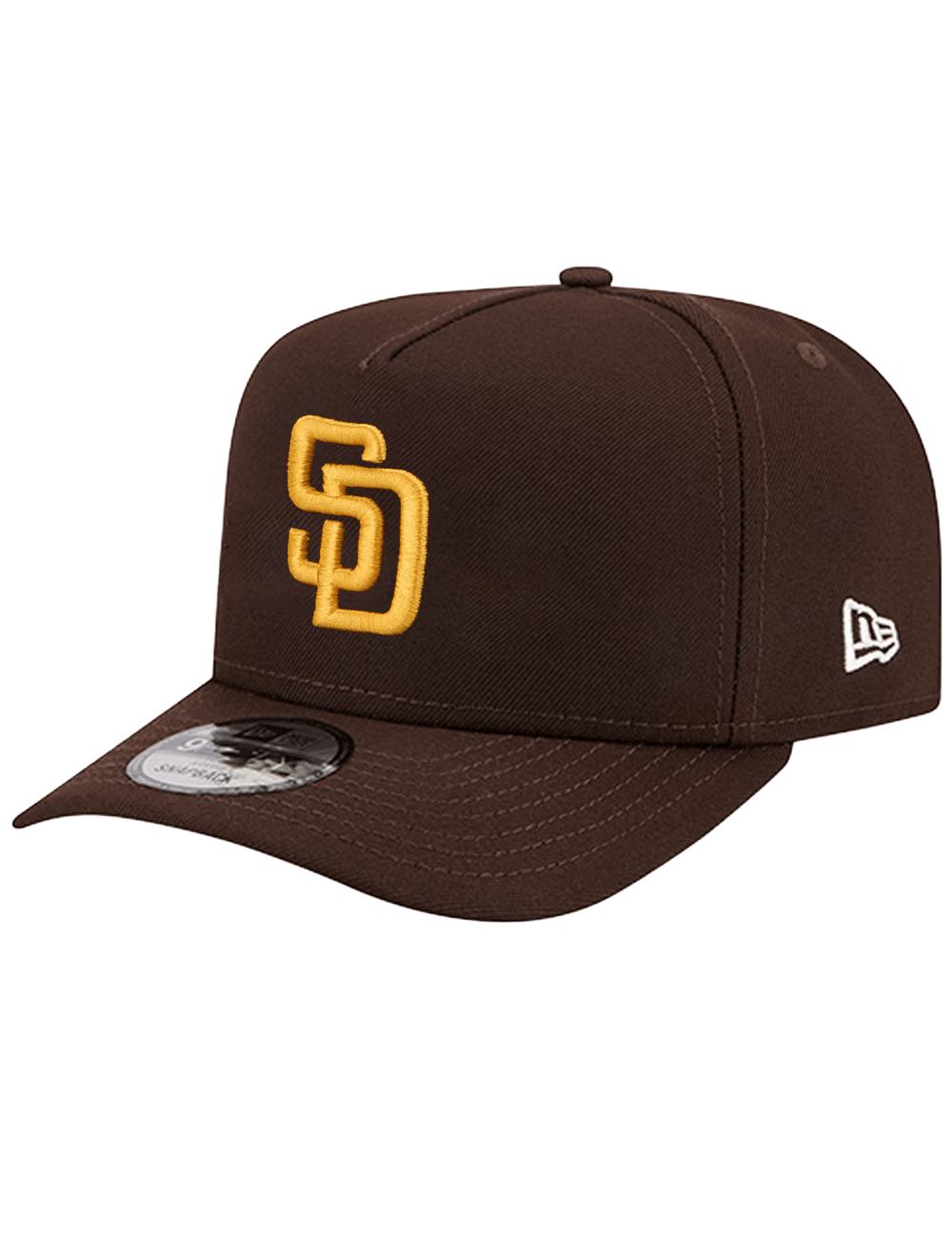 New Era Caps San Diego Padres New Era MLB Side Script 9FIFTY A-Frame Pre-Curved Snapback Hat - Brown