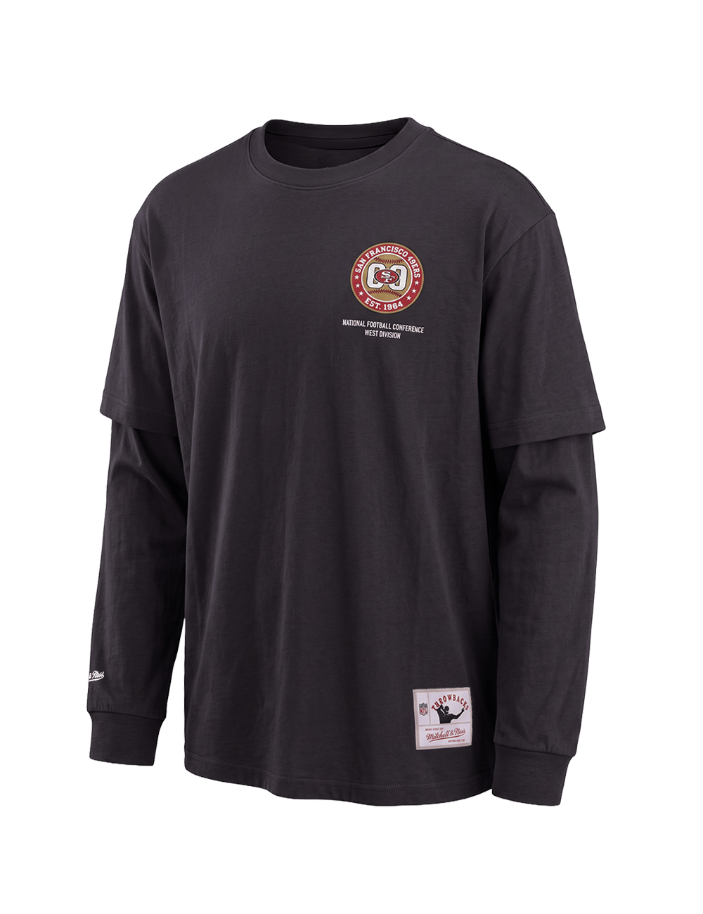 Mitchell And Ness T-Shirts San Francisco 49ers Mitchell & Ness NFL 50th Ann Vintage Long Sleeve + T-Shirt - Washed Black