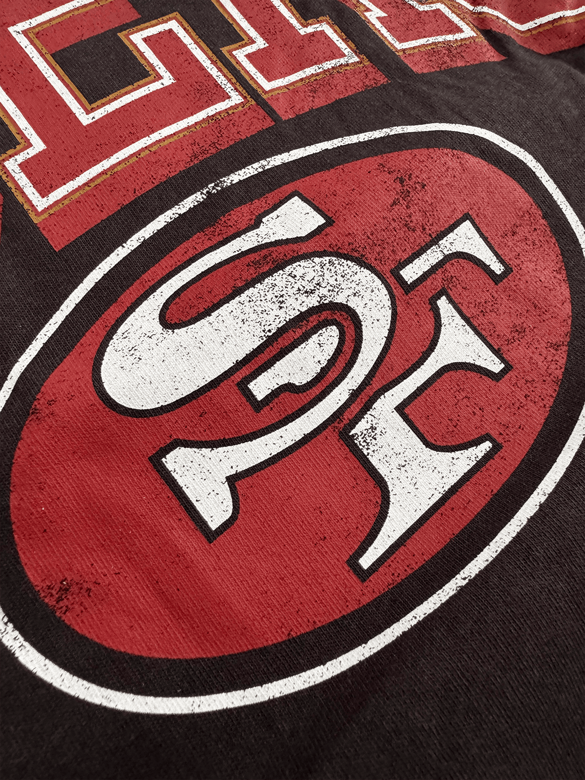 Mitchell And Ness T-Shirts San Francisco 49ers Mitchell & Ness NFL Arch Boxy Vintage Muscle T-Shirt - Faded Black