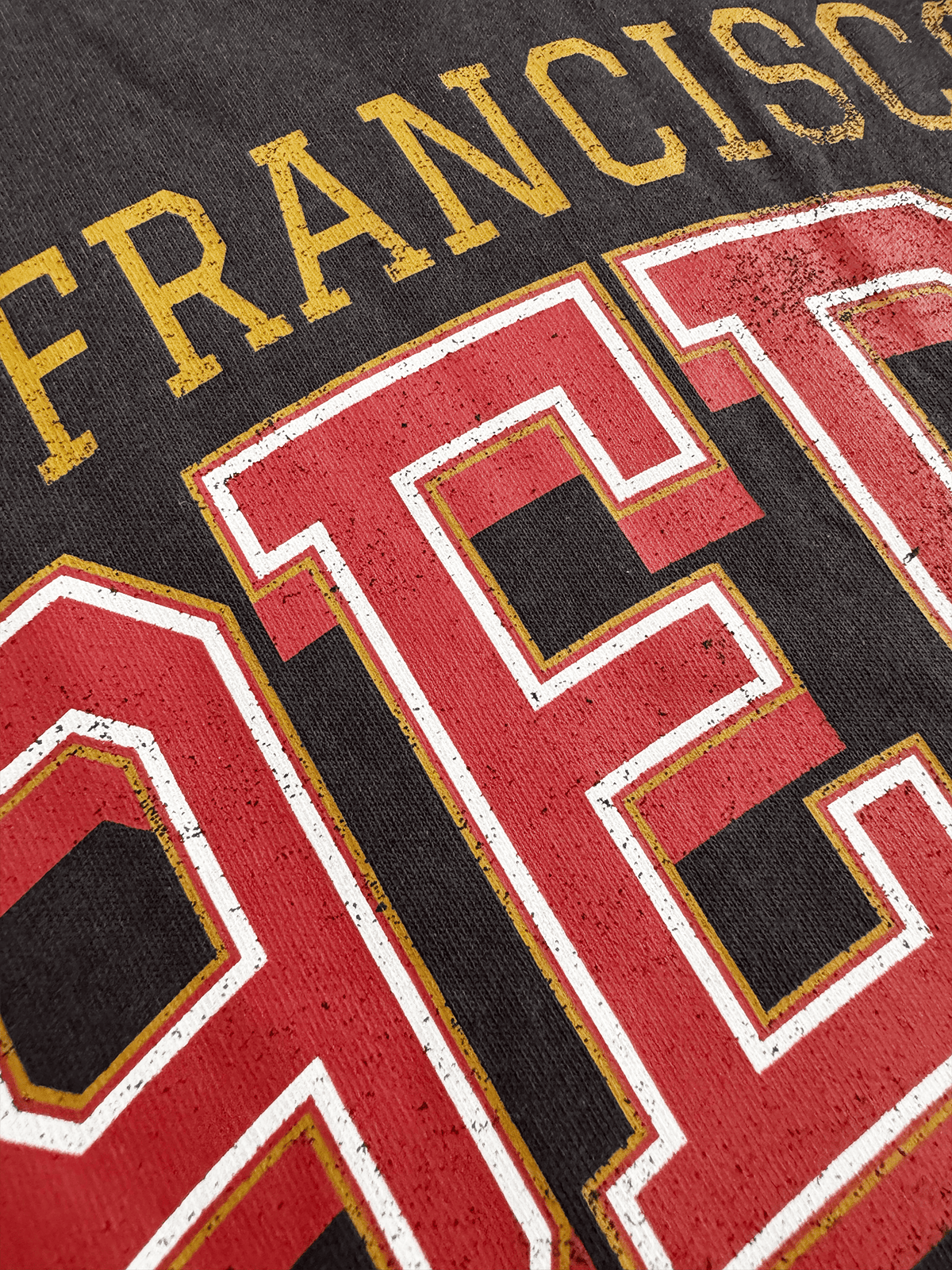 Mitchell And Ness T-Shirts San Francisco 49ers Mitchell & Ness NFL Arch Boxy Vintage Muscle T-Shirt - Faded Black