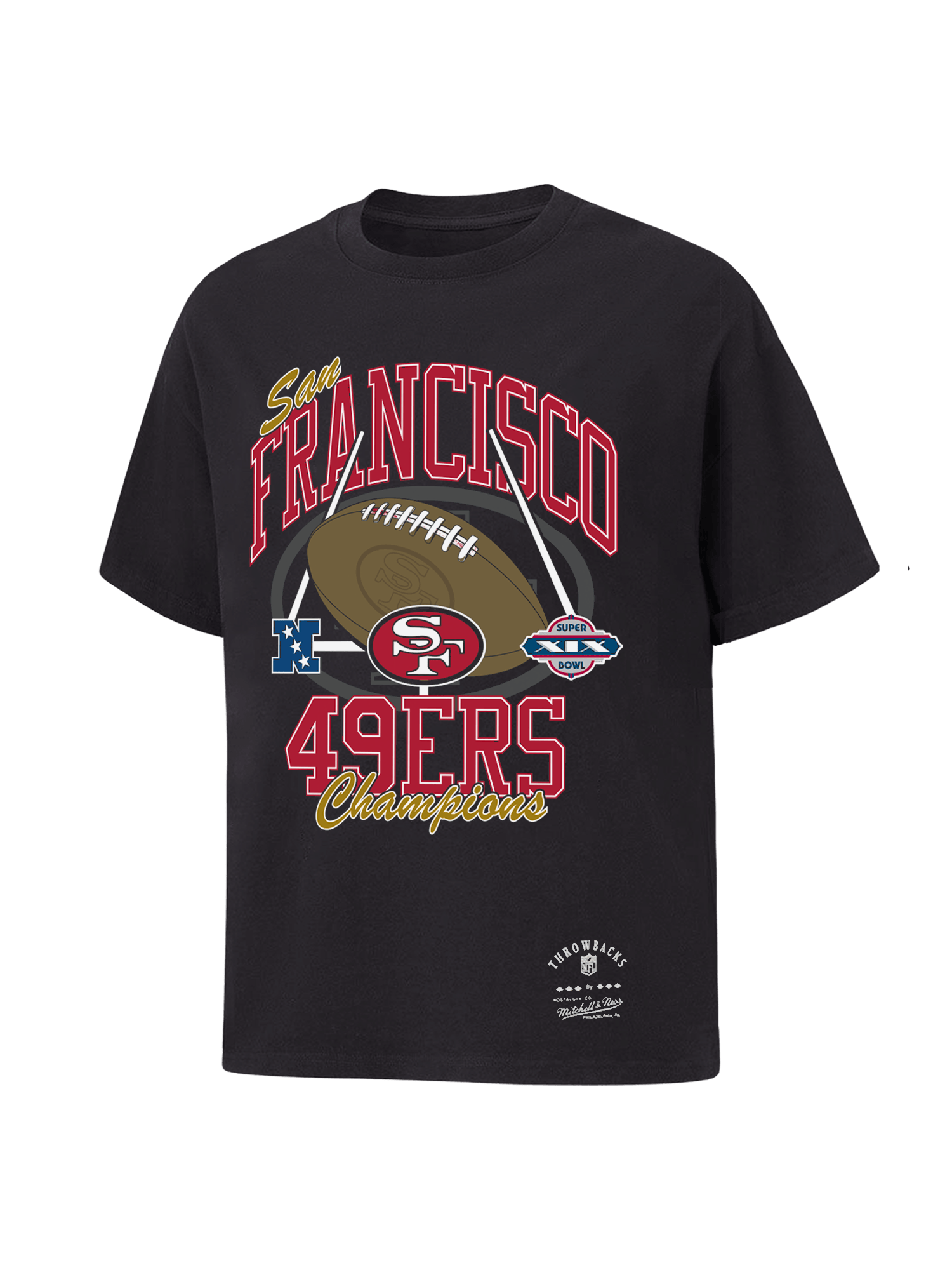 Mitchell And Ness T-Shirts San Francisco 49ers Mitchell & Ness NFL Field Goal Vintage T-Shirt - Washed Black