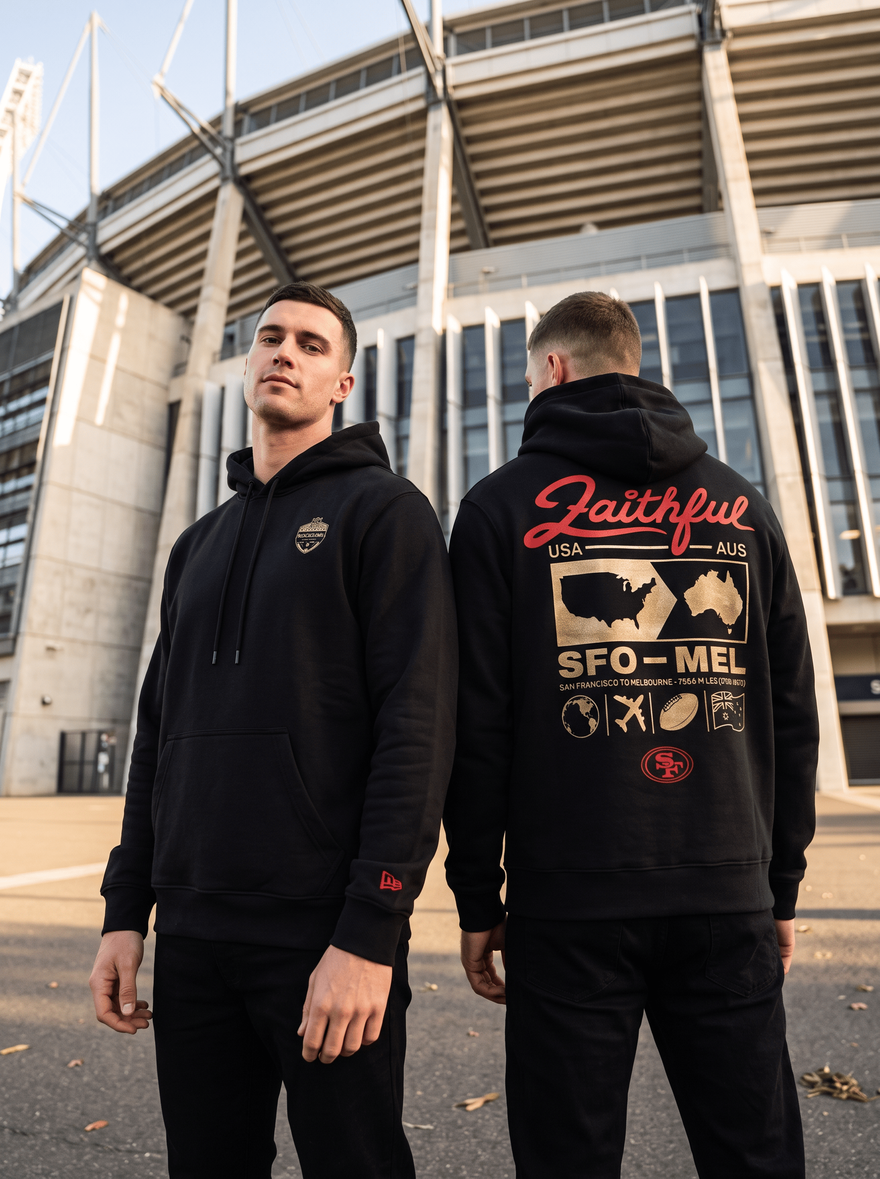 New Era T-Shirts San Francisco 49ers New Era NFL 26 Melbourne Game LAX > MEL Hoodie Jumper - Black