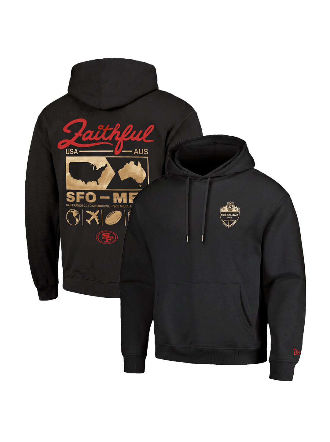New Era T-Shirts San Francisco 49ers New Era NFL 26 Melbourne Game LAX > MEL Hoodie Jumper - Black
