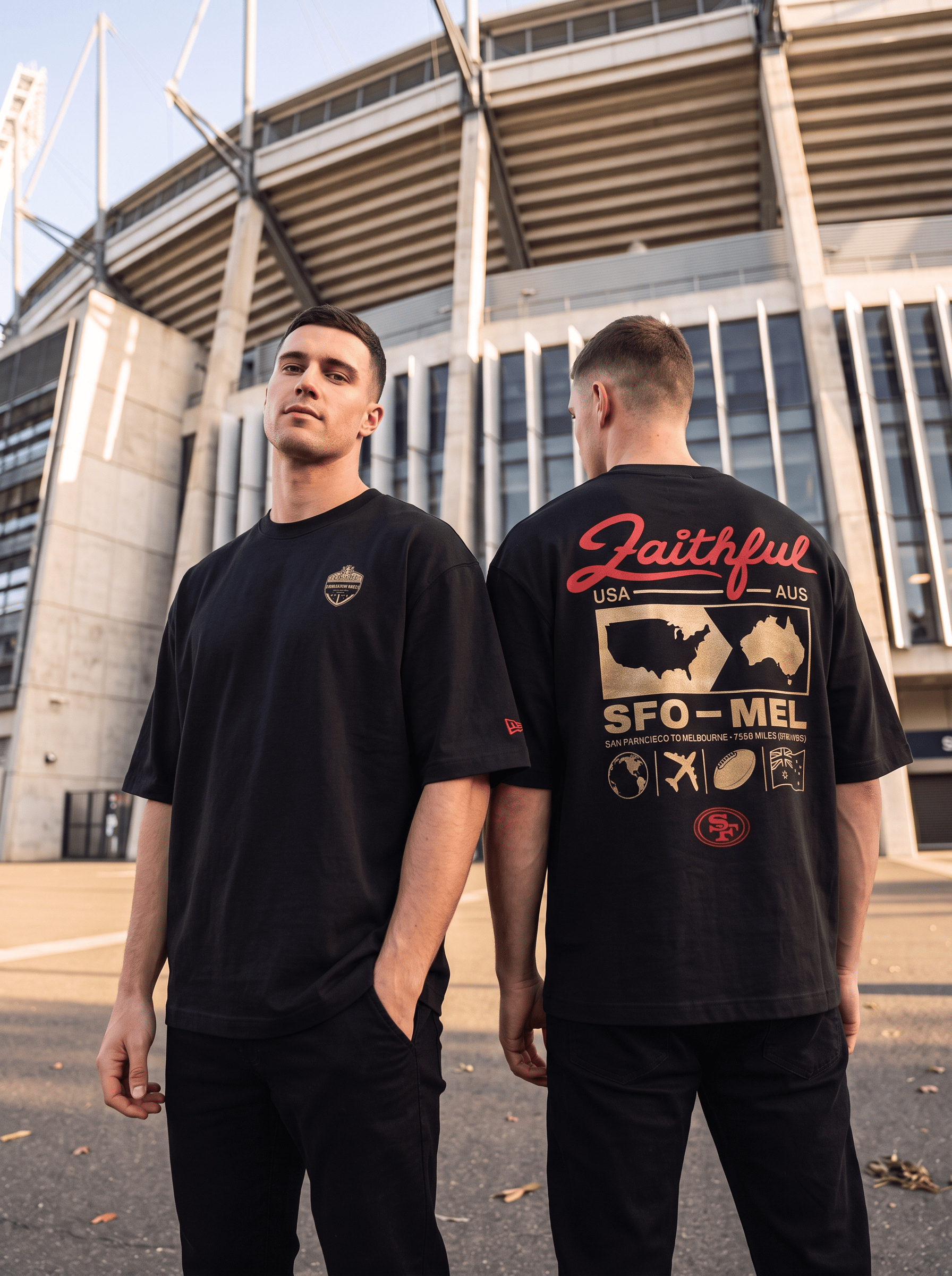 New Era T-Shirts San Francisco 49ers New Era NFL 26 Melbourne Game SFO > MEL T-Shirt - Black