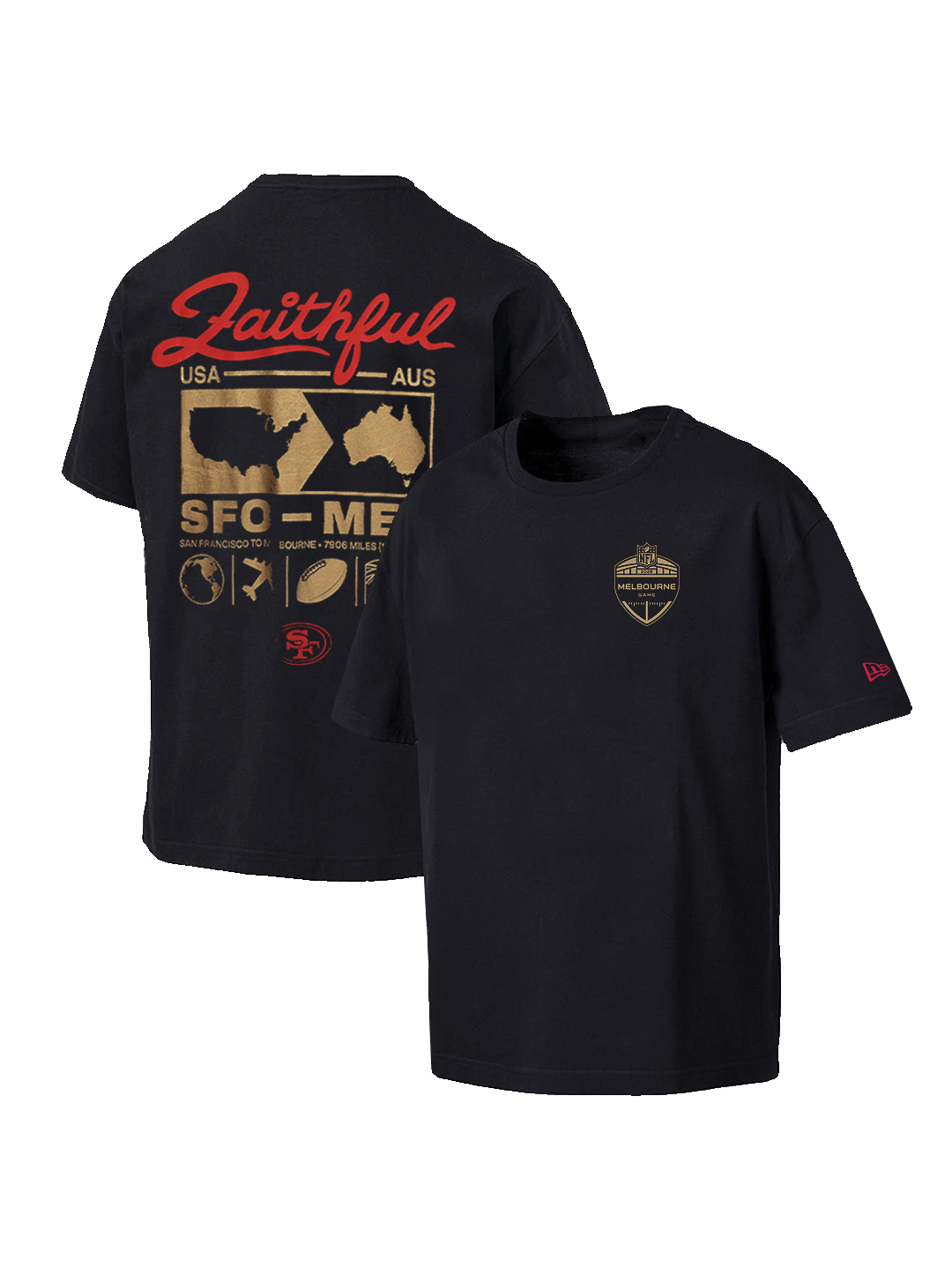 New Era T-Shirts San Francisco 49ers New Era NFL 26 Melbourne Game SFO > MEL T-Shirt - Black