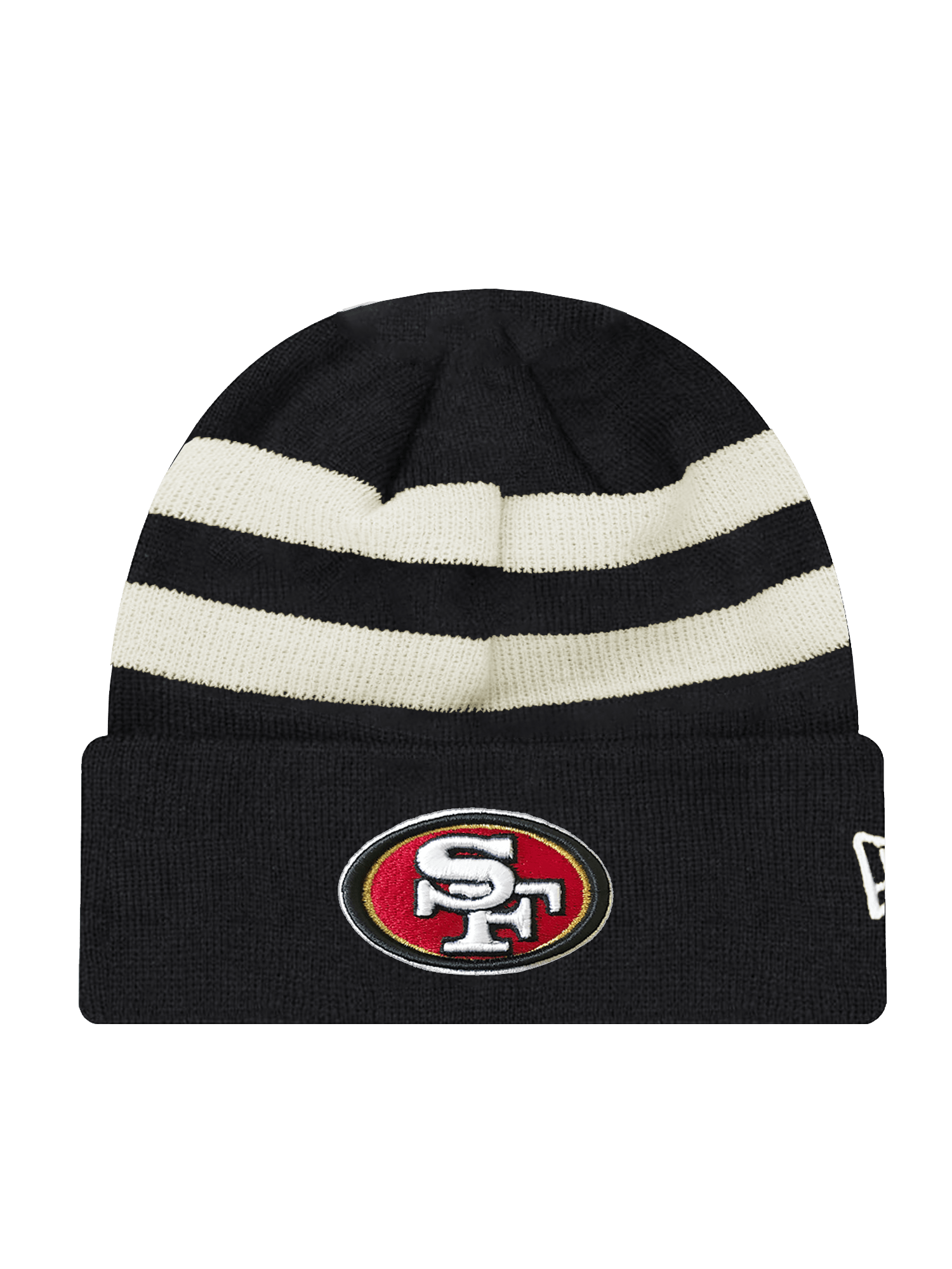 New Era Beanies San Francisco 49ers New Era NFL Ivory Stripe Knit Beanie - Black