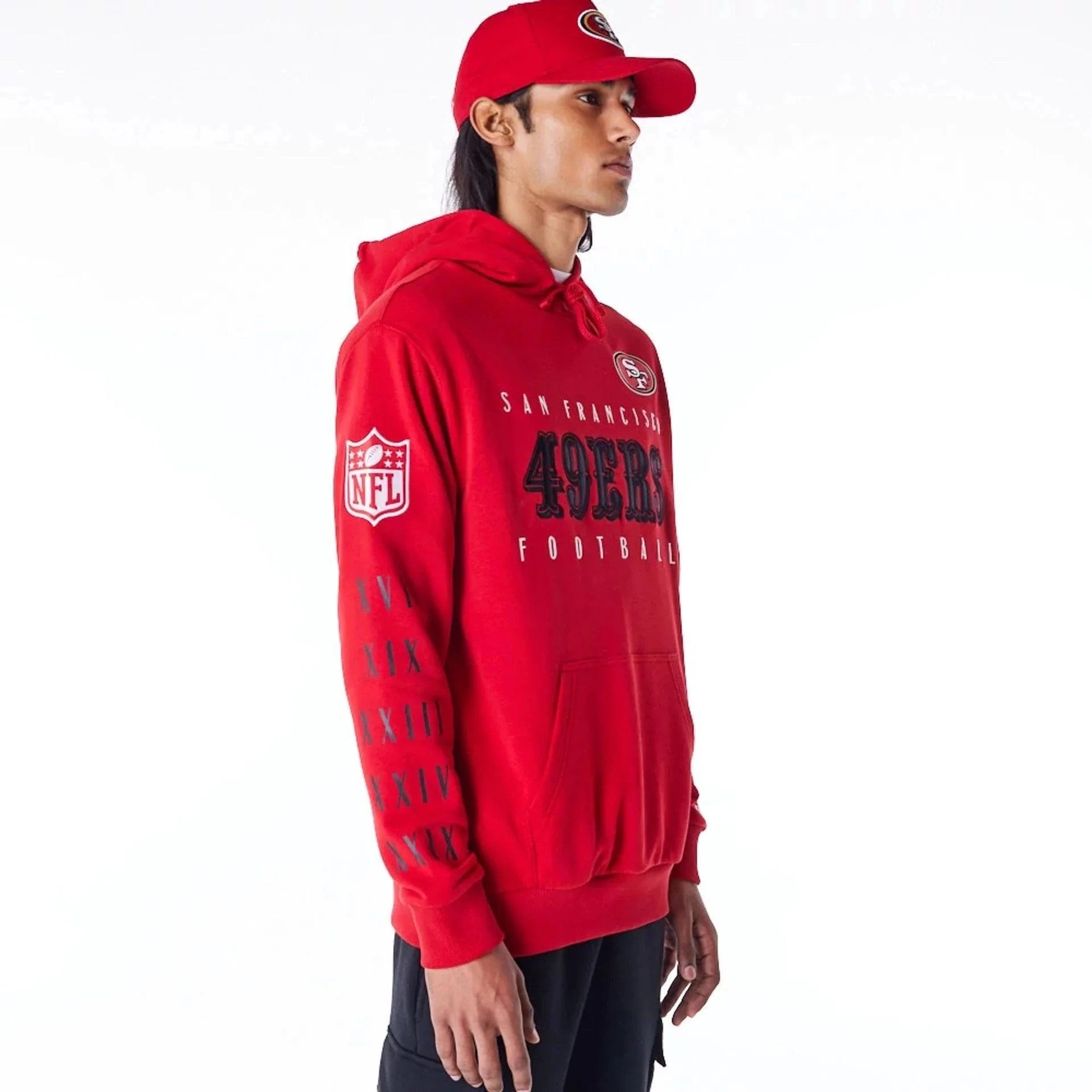 New Era Jumpers San Francisco 49ers New Era NFL Patched Oversized Hoodie Jumper - Red