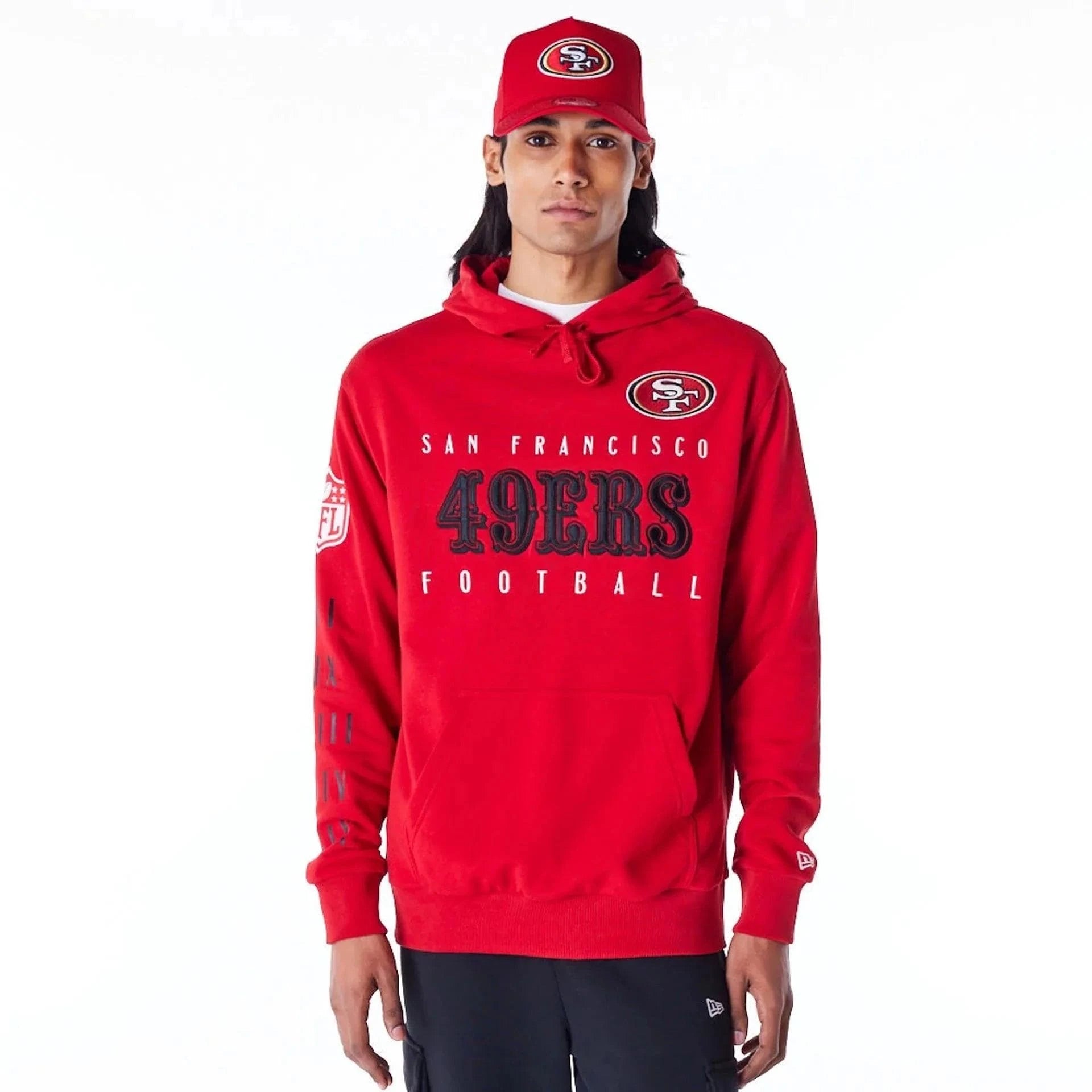 New Era Jumpers San Francisco 49ers New Era NFL Patched Oversized Hoodie Jumper - Red