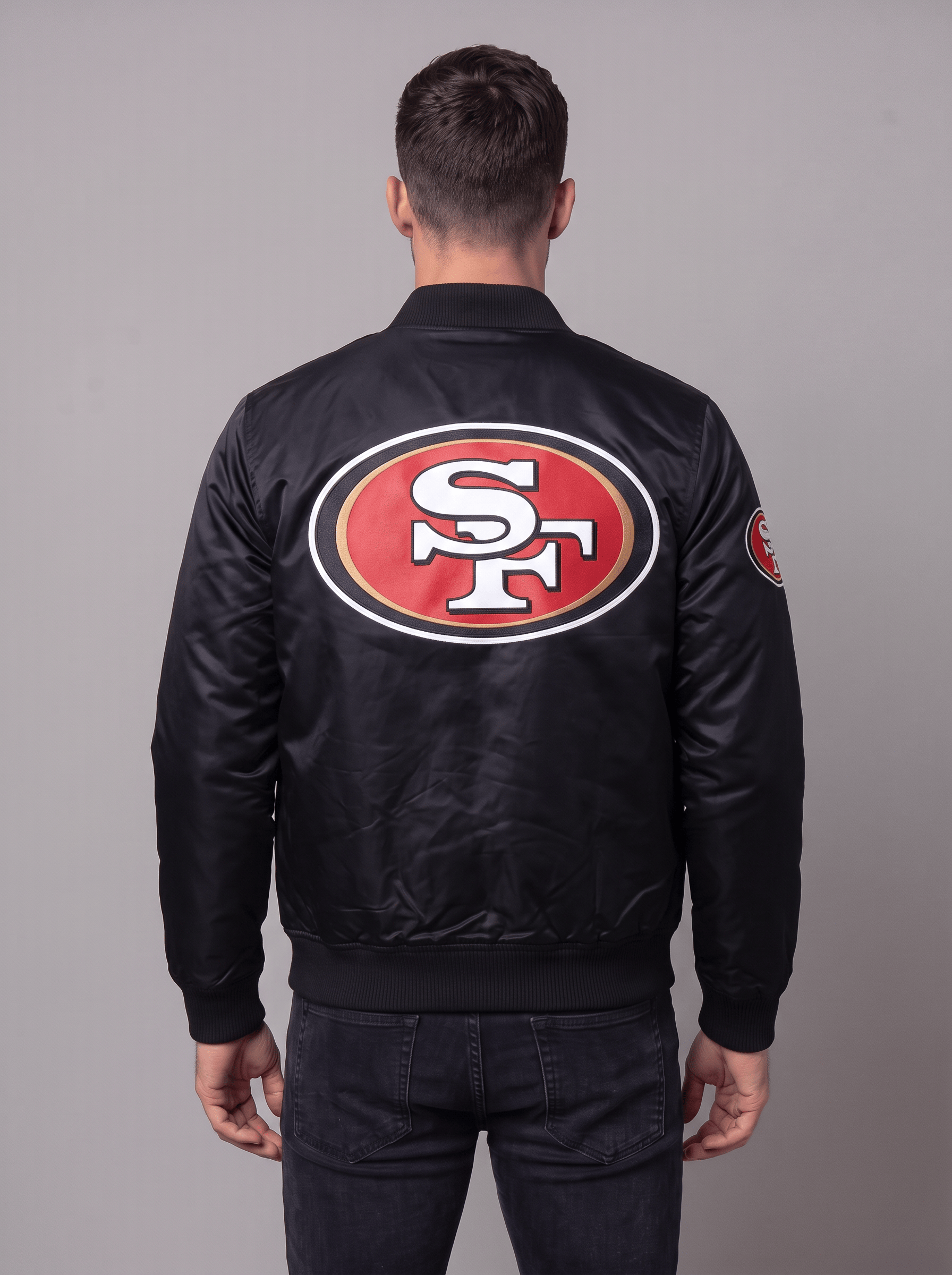 Pro Standard Jackets San Francisco 49ers Pro Standard NFL Big Logo Lightweight Satin Jacket - Black