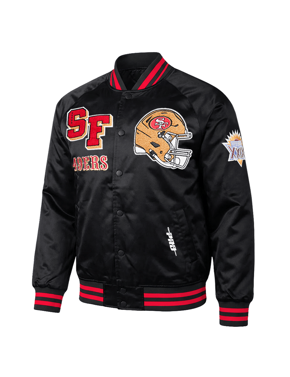Pro Standard Jackets San Francisco 49ers Pro Standard NFL Mash Up Rib Satin Jacket - Black