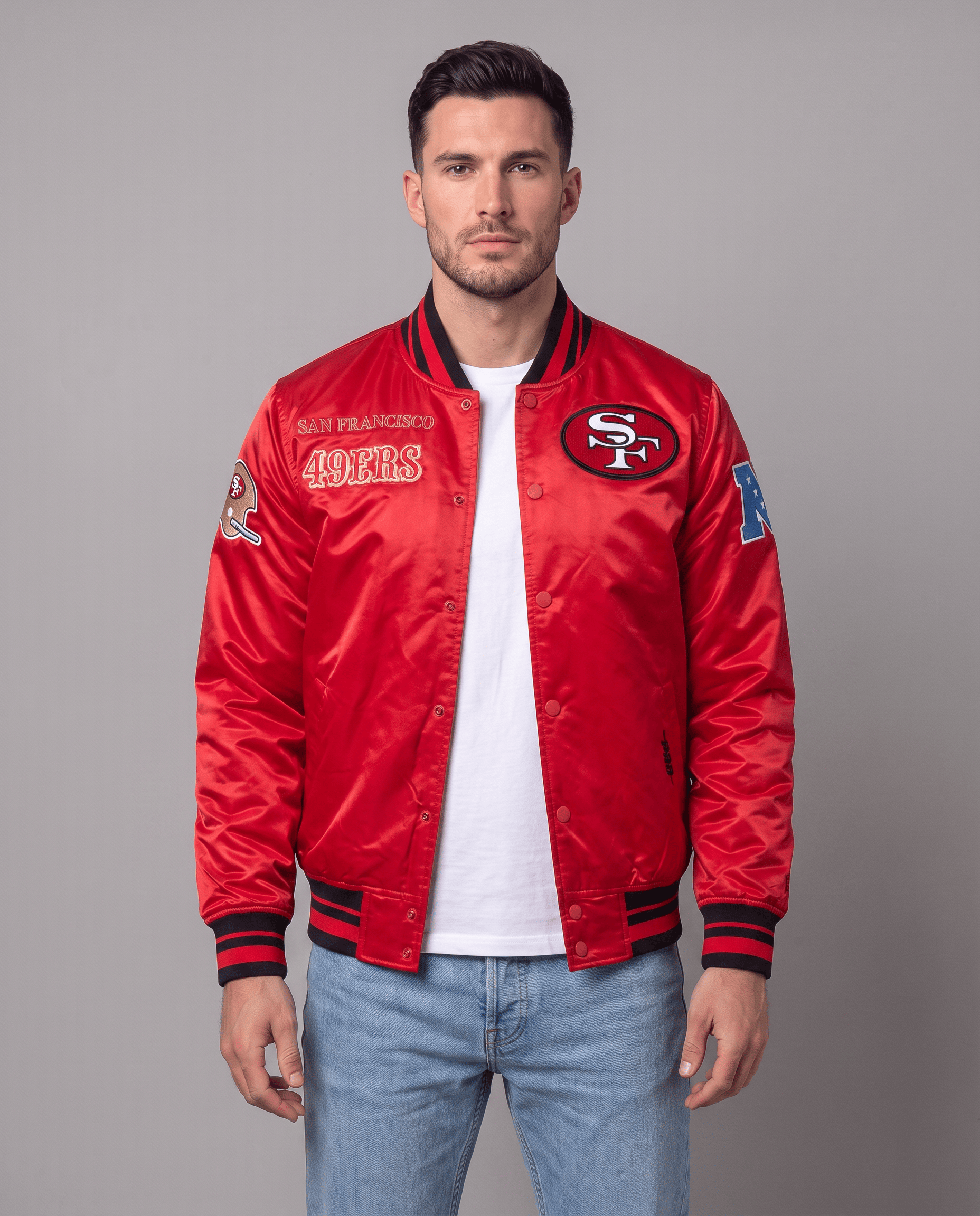 Pro Standard Jackets San Francisco 49ers Pro Standard NFL Retro Classic Lightweight Satin Jacket - Red