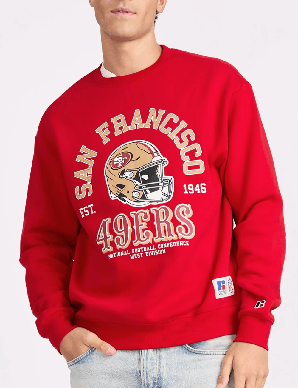 Russell Athletic Jumpers San Francisco 49ers Russell Athletic NFL Retro Arch Crew Jumper - Red