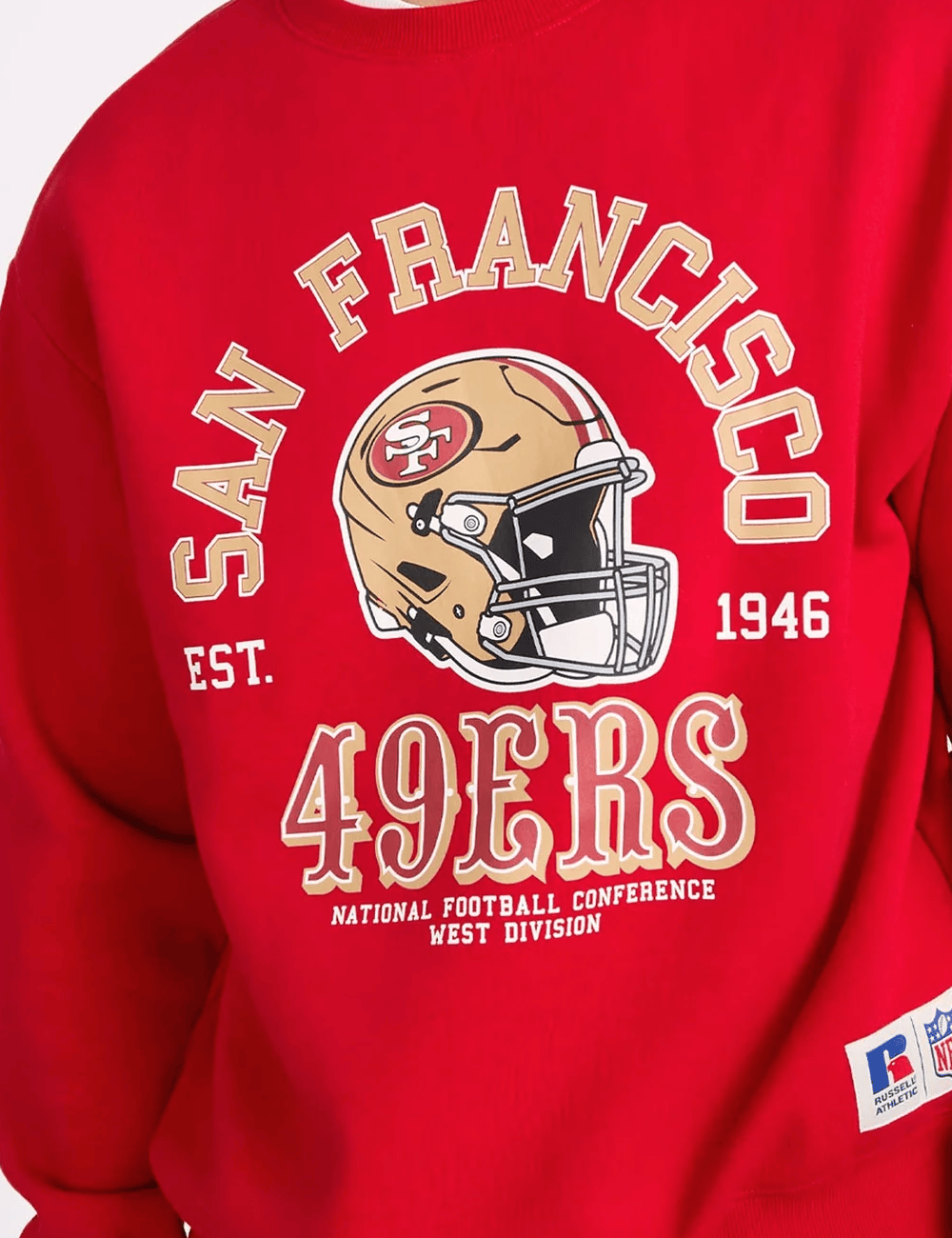 Russell Athletic Jumpers San Francisco 49ers Russell Athletic NFL Retro Arch Crew Jumper - Red