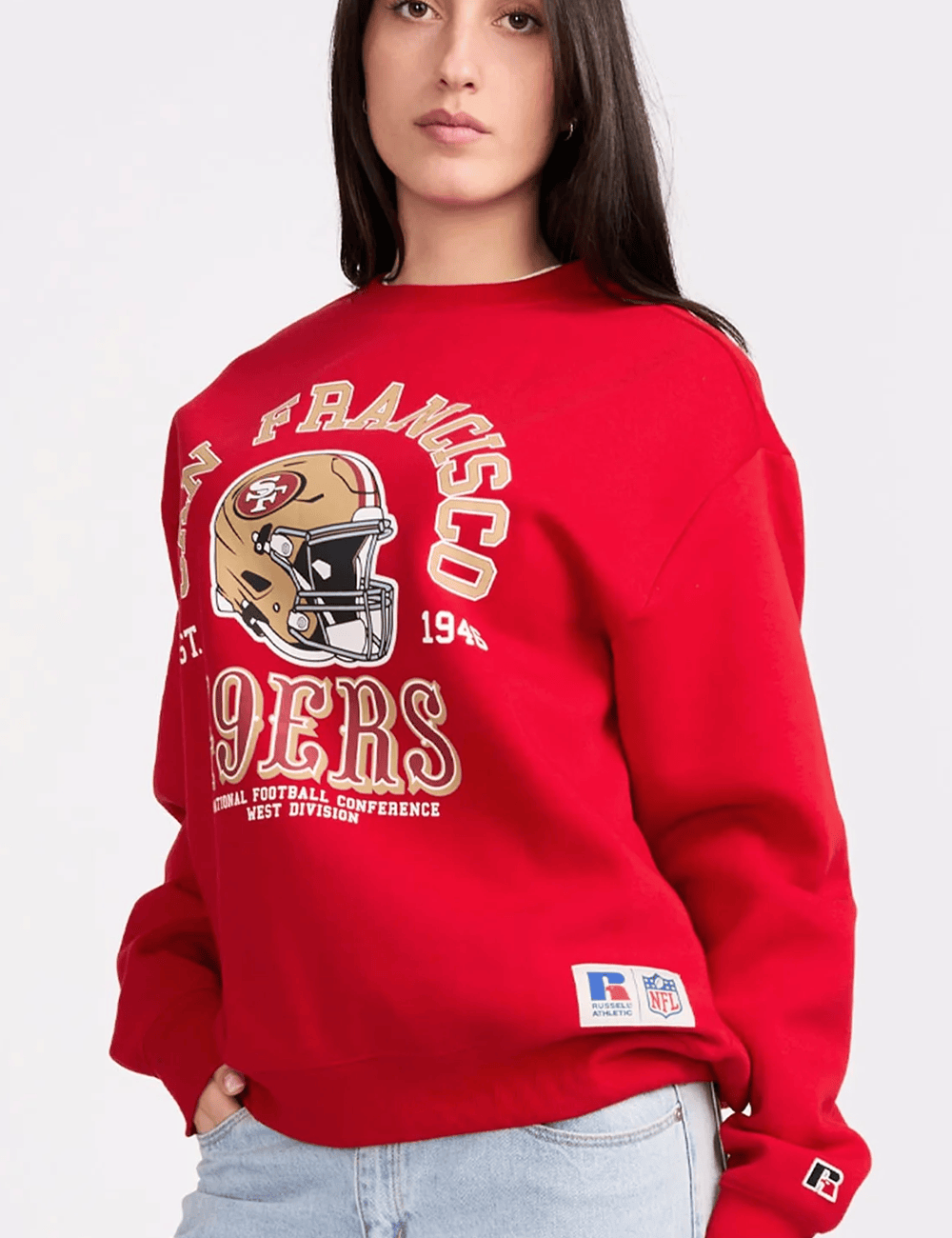 Russell Athletic Jumpers San Francisco 49ers Russell Athletic NFL Retro Arch Crew Jumper - Red